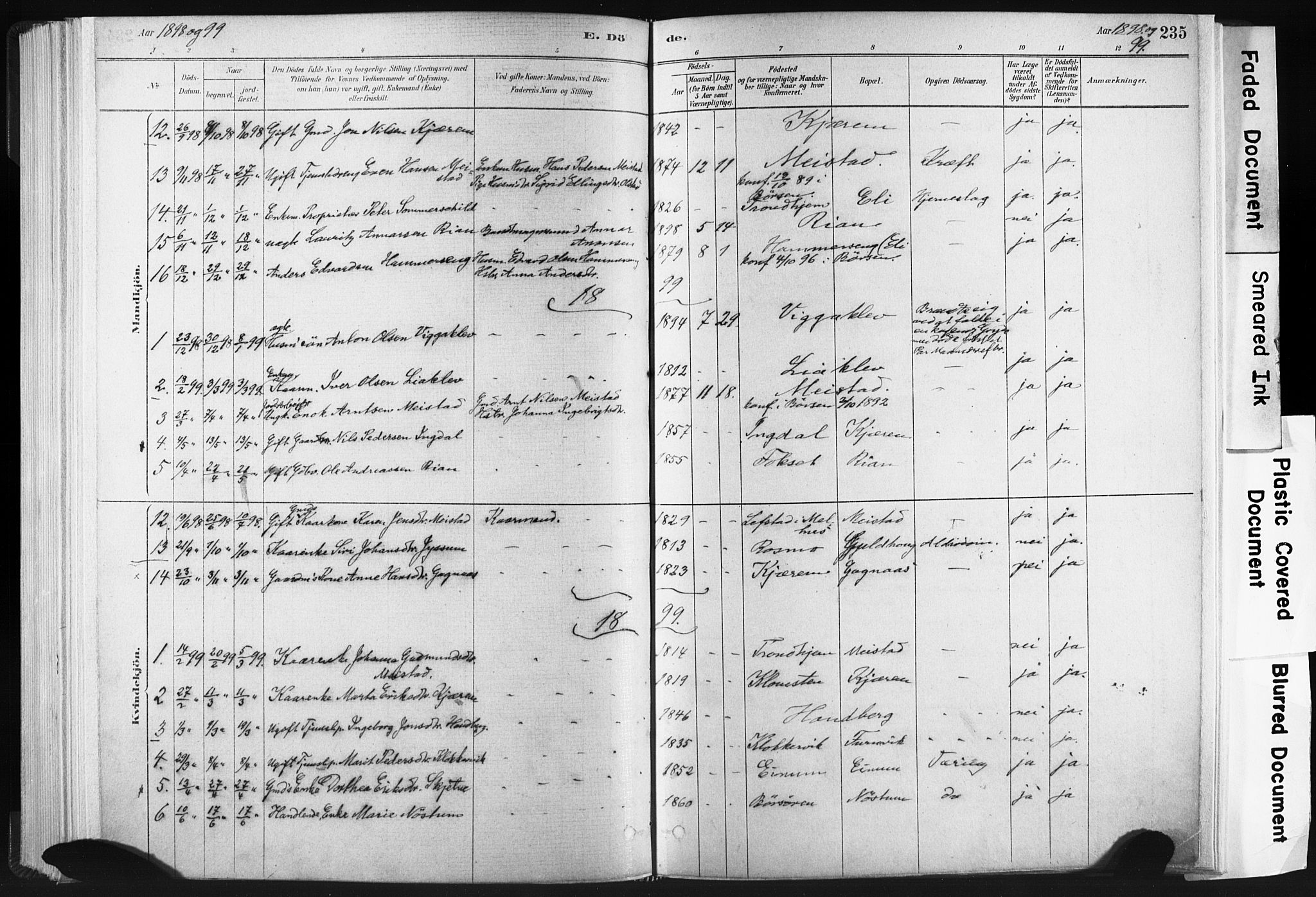 Ministerialprotokoller, klokkerbøker og fødselsregistre - Sør-Trøndelag, AV/SAT-A-1456/665/L0773: Parish register (official) no. 665A08, 1879-1905, p. 235