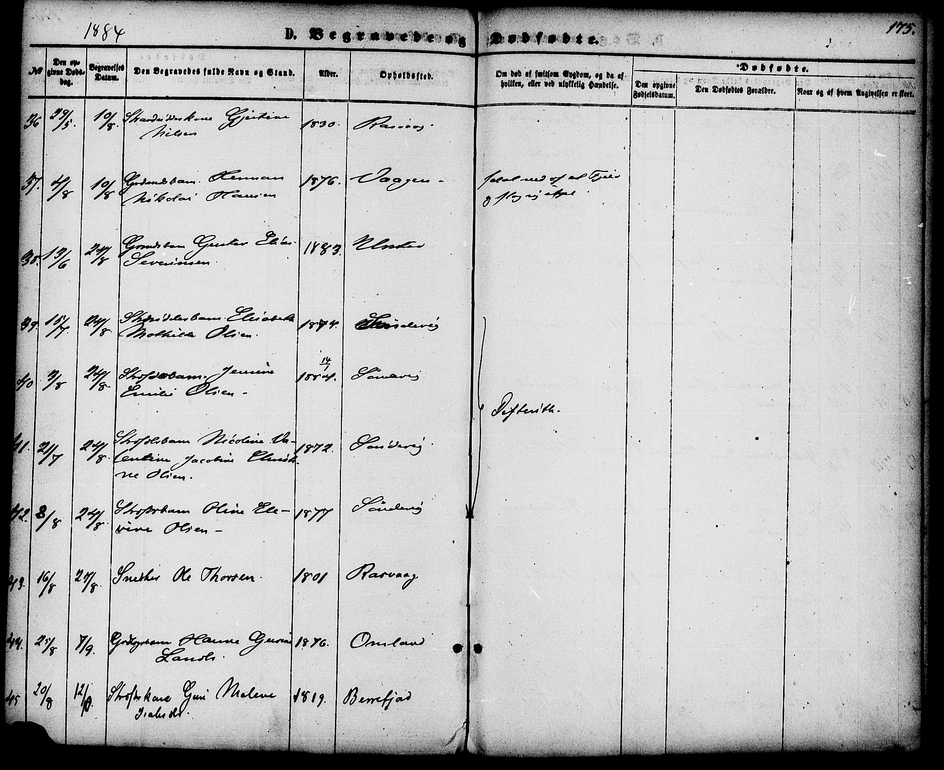 Flekkefjord sokneprestkontor, AV/SAK-1111-0012/F/Fa/Fab/L0005: Parish register (official) no. A 5, 1870-1886, p. 175