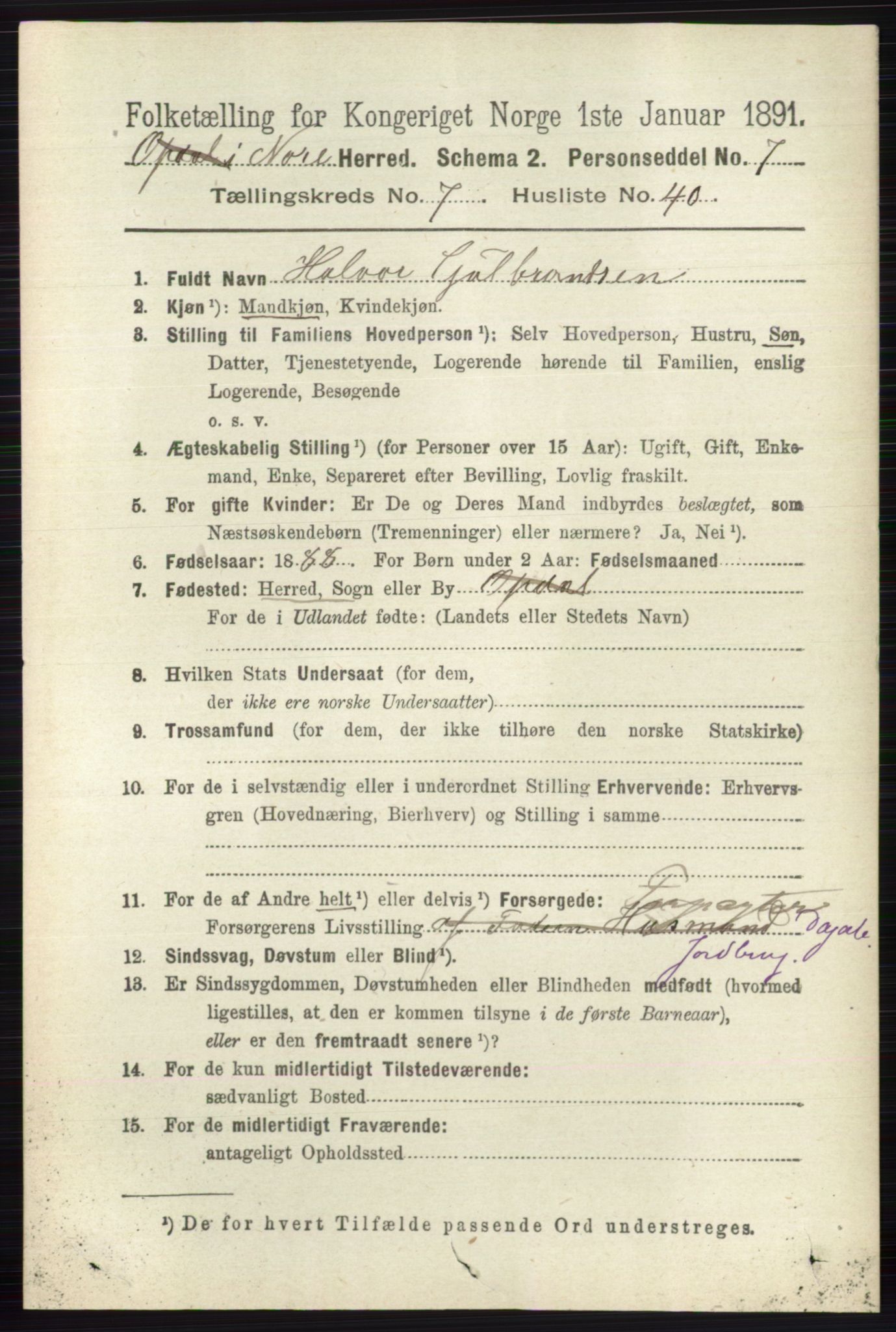 RA, 1891 census for 0633 Nore, 1891, p. 2783