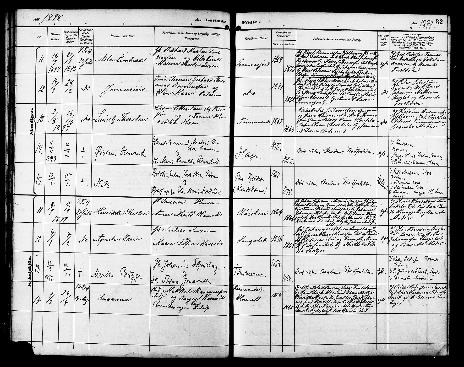 Skjervøy sokneprestkontor, AV/SATØ-S-1300/H/Ha/Hab/L0021klokker: Parish register (copy) no. 21, 1893-1910, p. 32