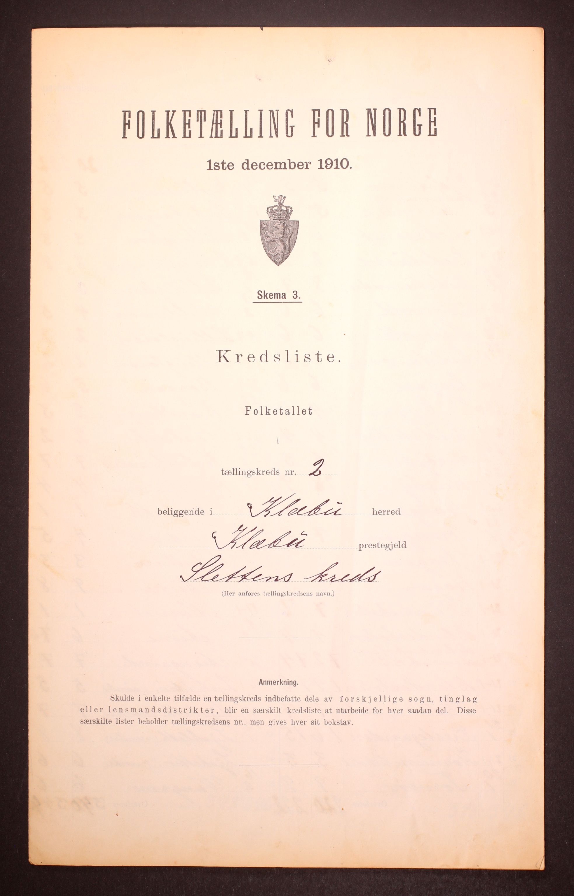 RA, 1910 census for Klæbu, 1910, p. 7