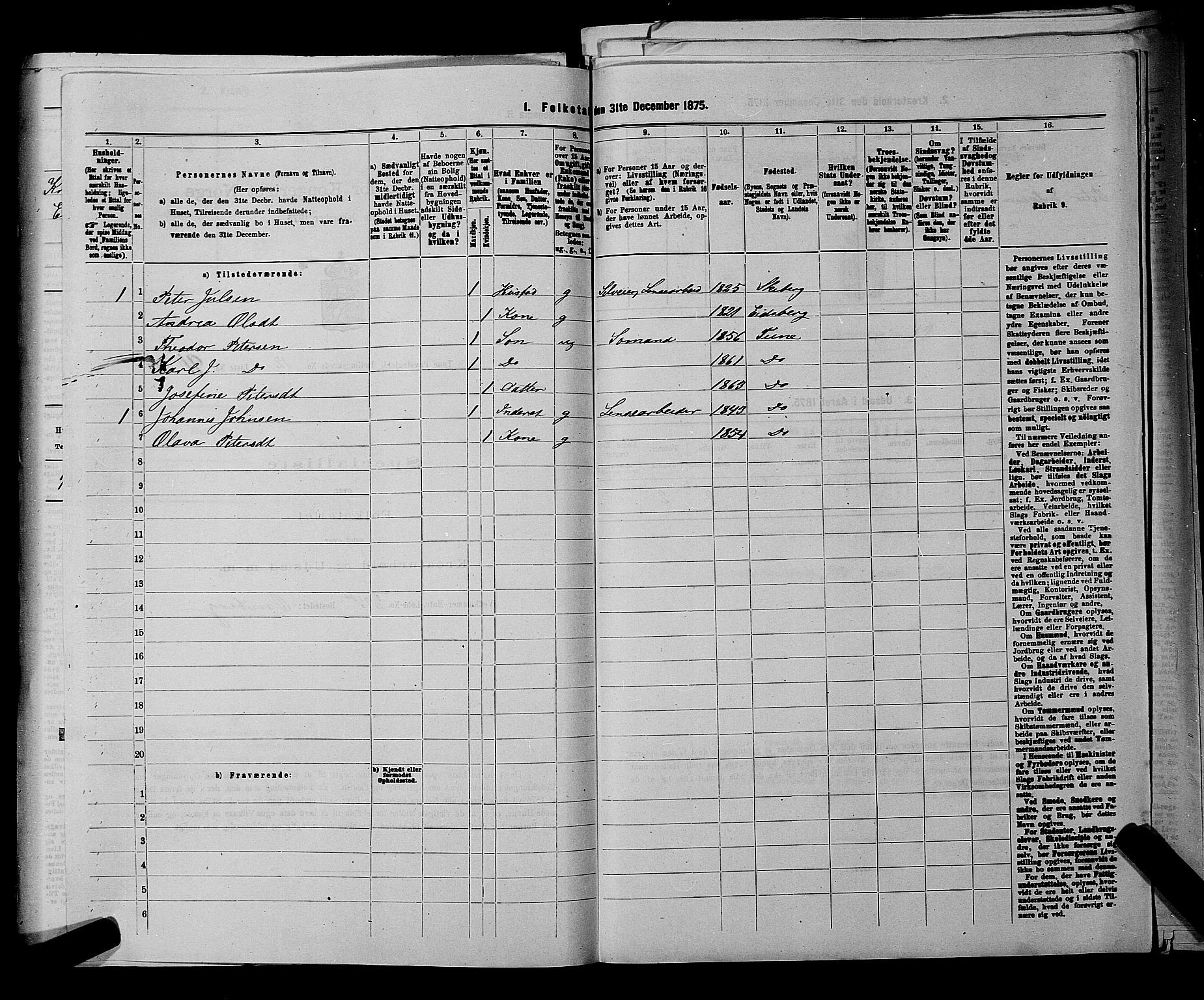 RA, 1875 census for 0130P Tune, 1875, p. 2054