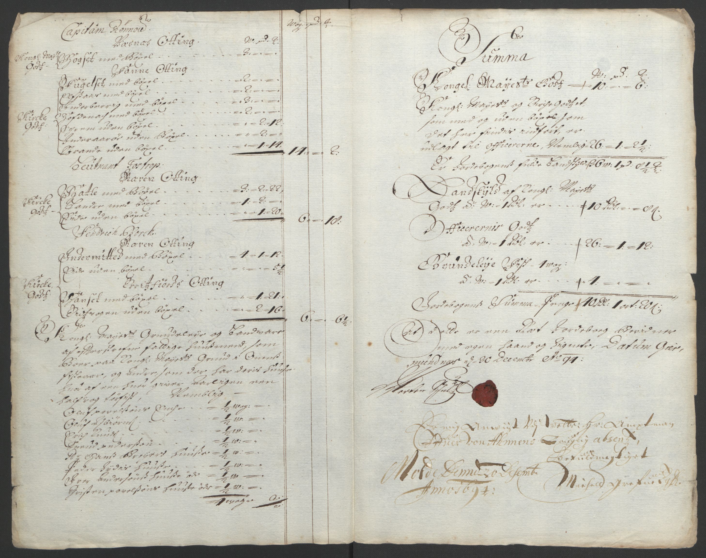 Rentekammeret inntil 1814, Reviderte regnskaper, Fogderegnskap, RA/EA-4092/R55/L3651: Fogderegnskap Romsdal, 1693-1694, p. 262