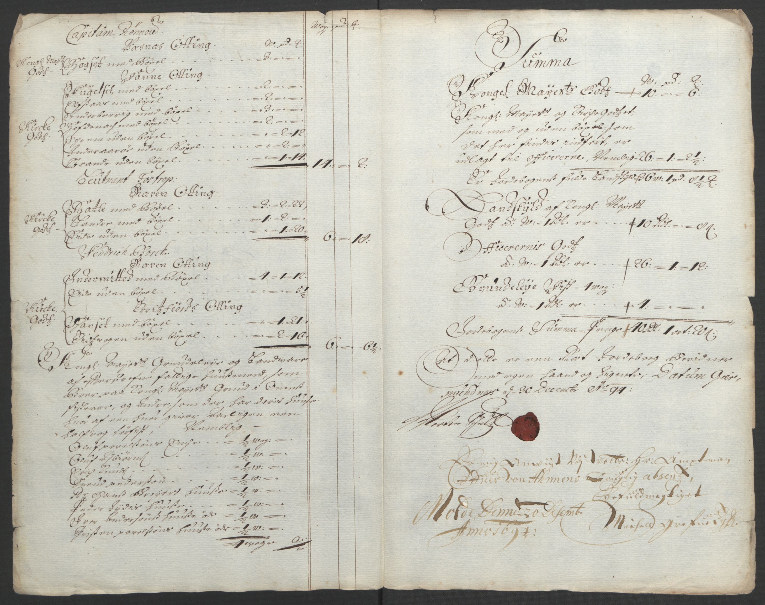 Rentekammeret inntil 1814, Reviderte regnskaper, Fogderegnskap, AV/RA-EA-4092/R55/L3651: Fogderegnskap Romsdal, 1693-1694, p. 262