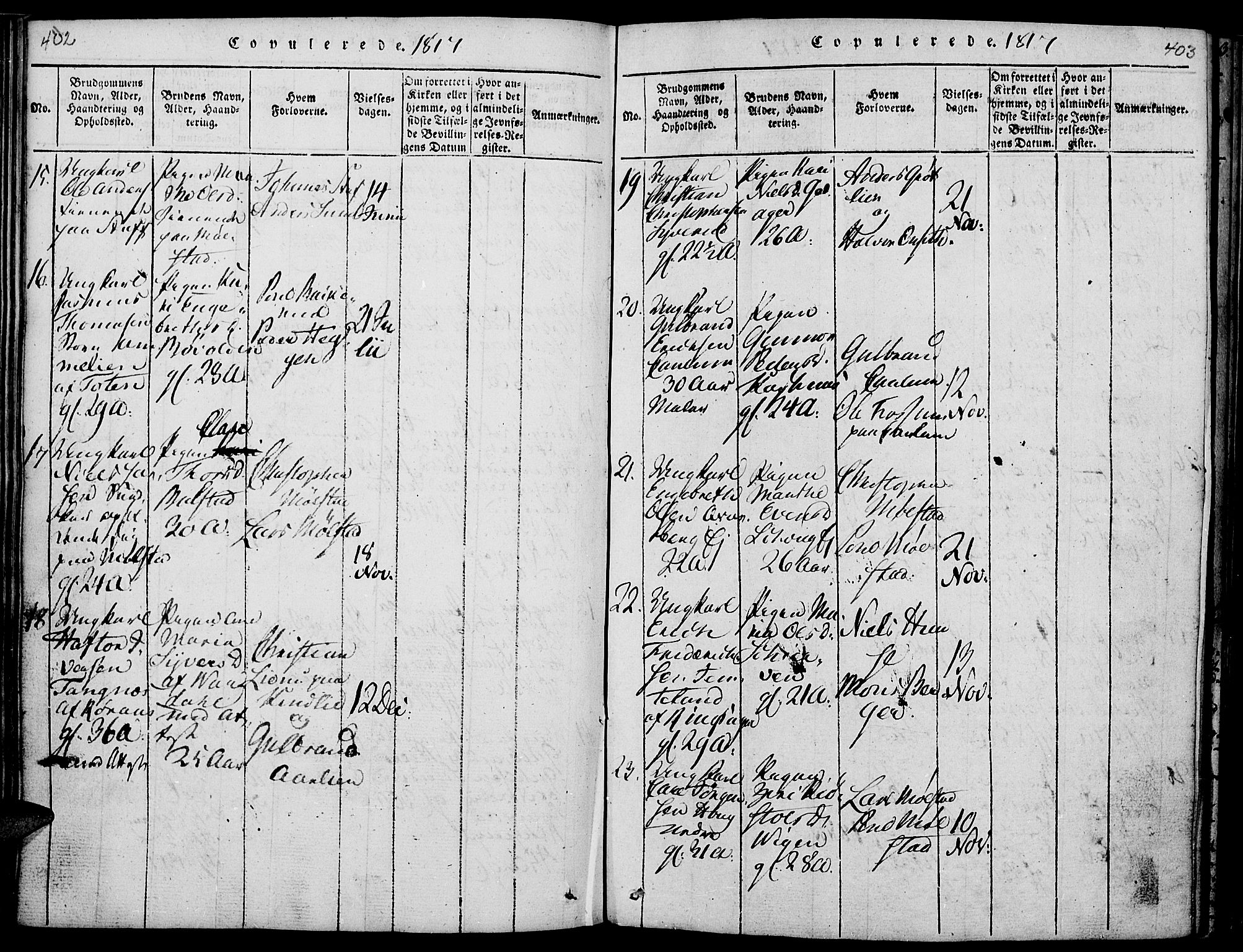 Nes prestekontor, Hedmark, SAH/PREST-020/K/Ka/L0002: Parish register (official) no. 2, 1813-1827, p. 402-403