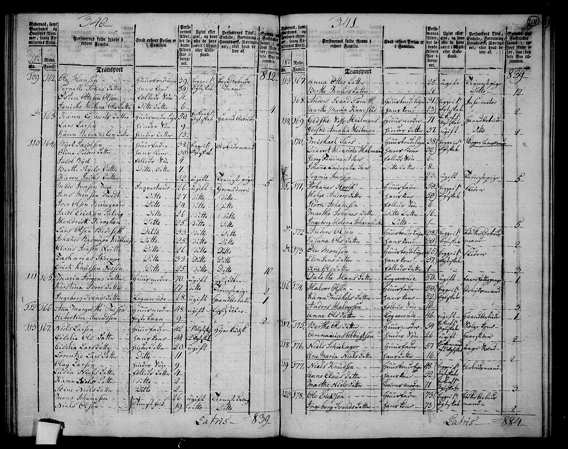 RA, 1801 census for 1301 Bergen, 1801, p. 200b-201a