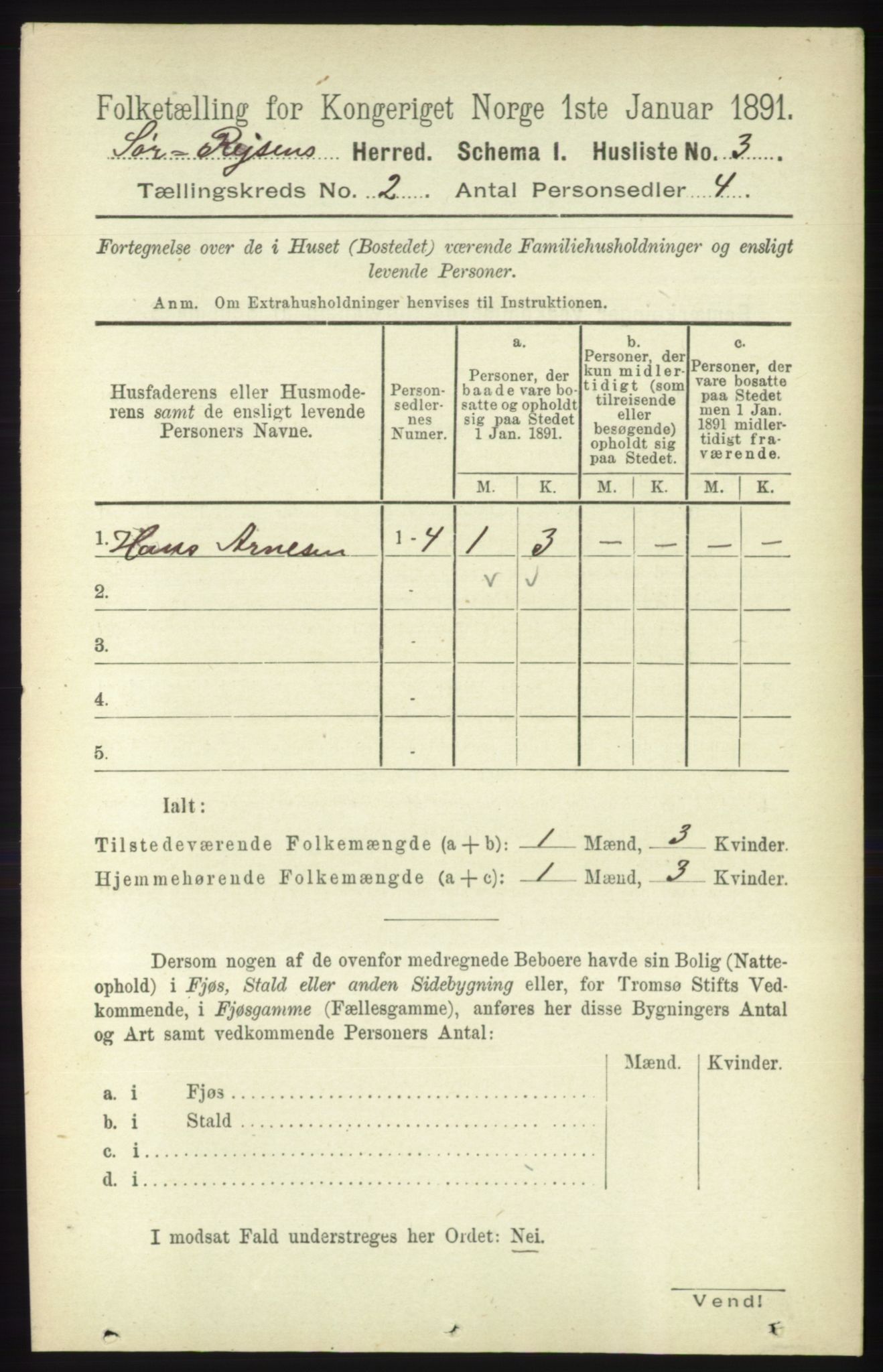 RA, 1891 census for 1925 Sørreisa, 1891, p. 341