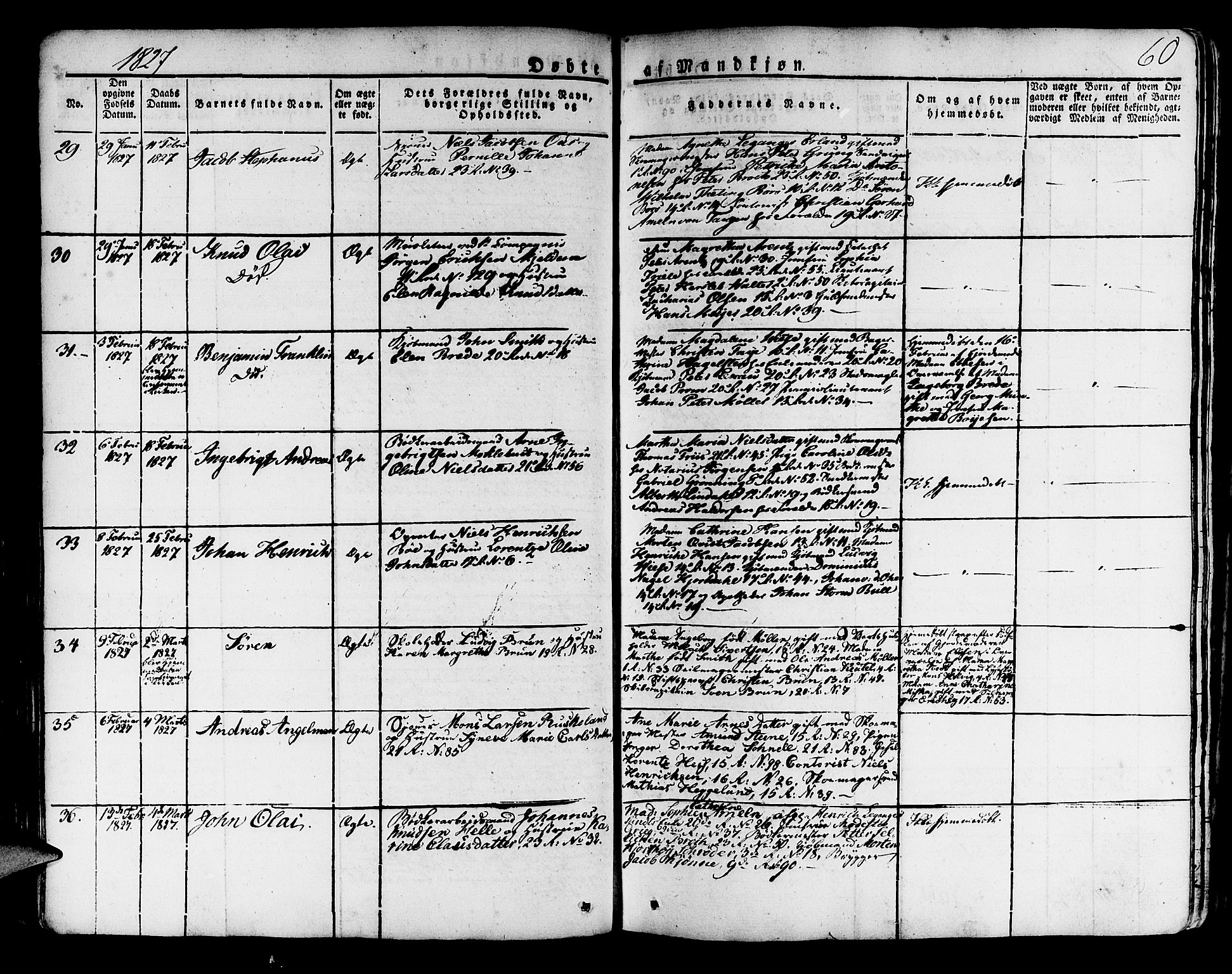 Korskirken sokneprestembete, AV/SAB-A-76101/H/Haa/L0014: Parish register (official) no. A 14, 1823-1835, p. 60