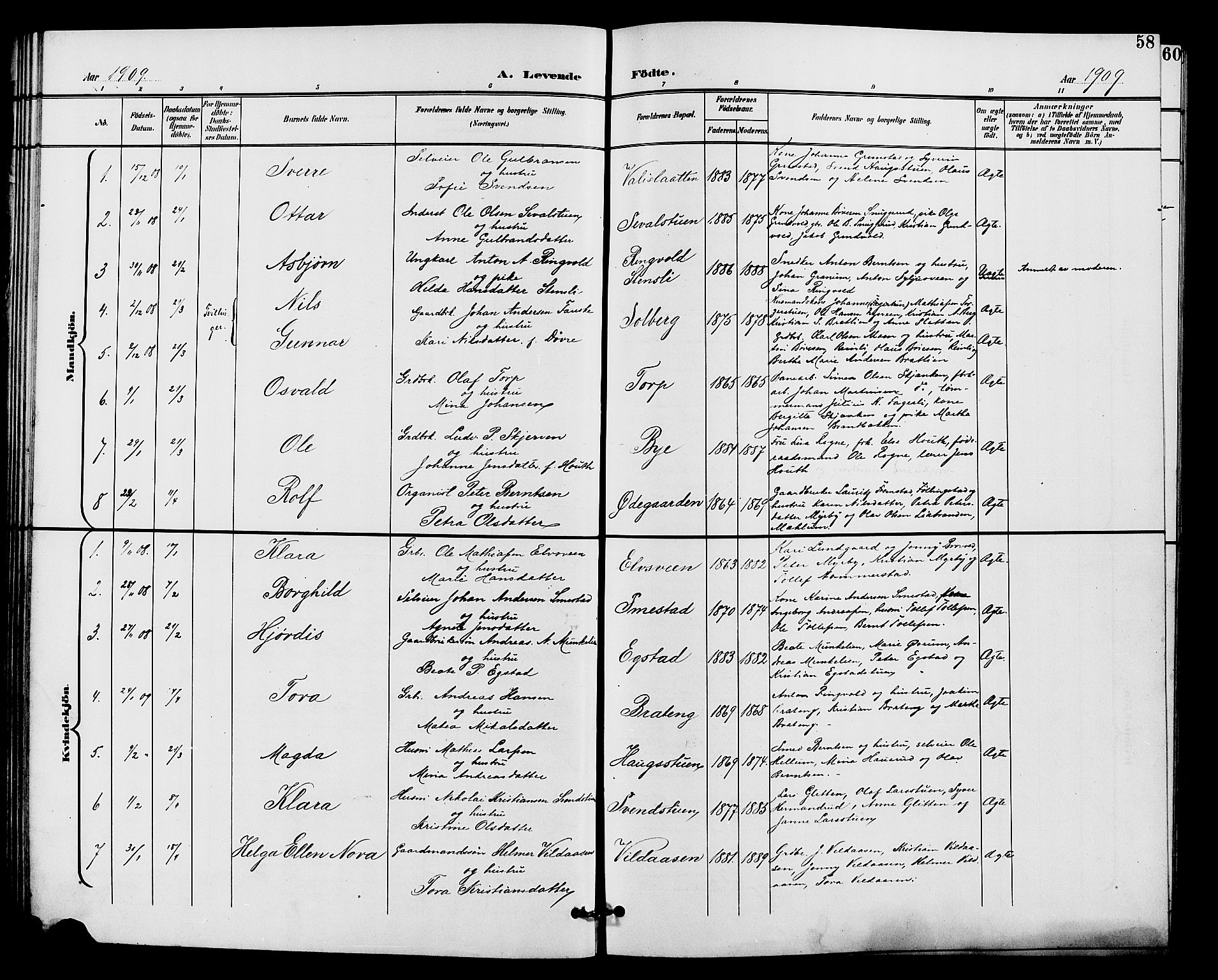 Vardal prestekontor, SAH/PREST-100/H/Ha/Hab/L0011: Parish register (copy) no. 11, 1899-1913, p. 58