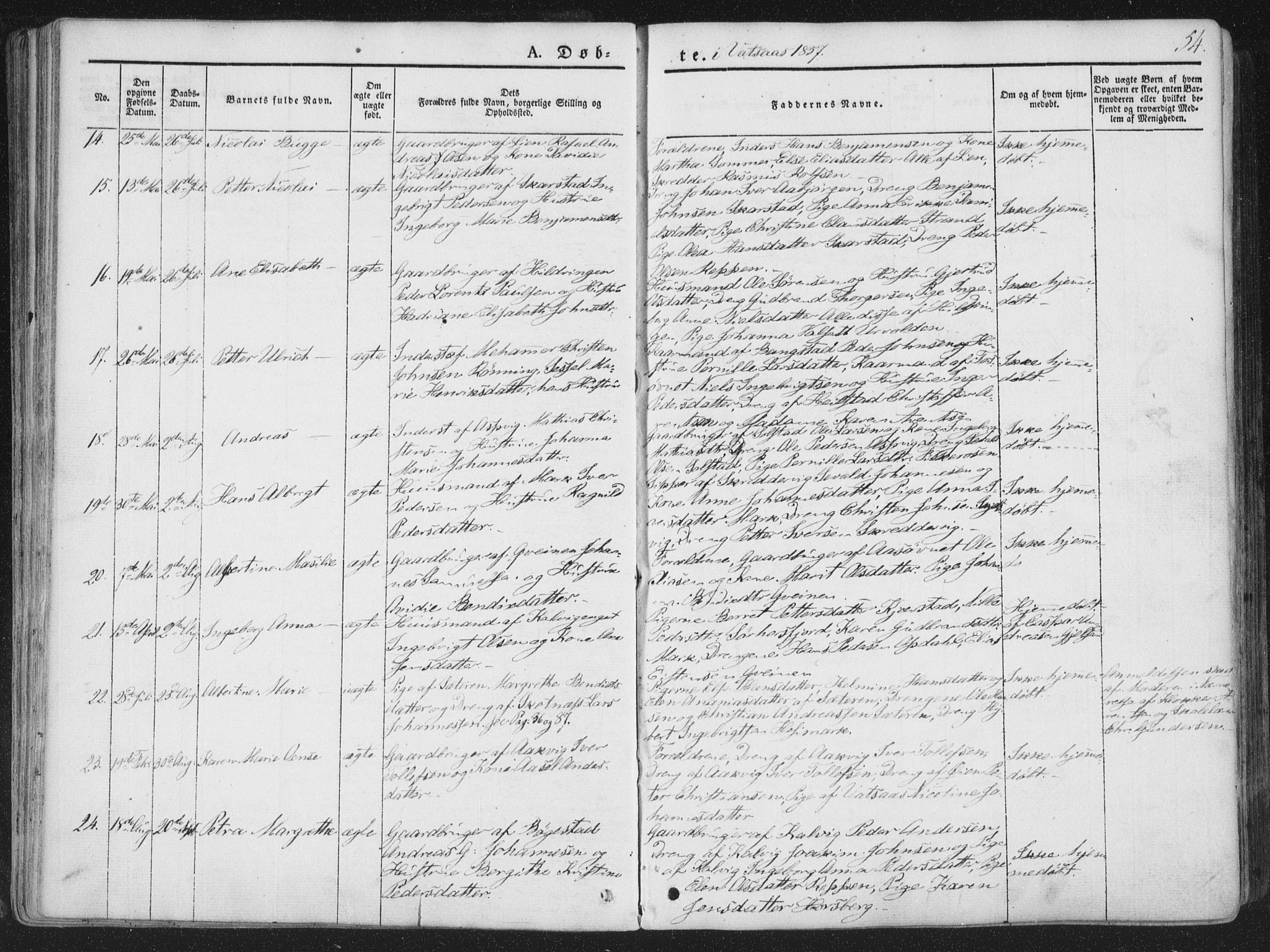 Ministerialprotokoller, klokkerbøker og fødselsregistre - Nordland, SAT/A-1459/810/L0144: Parish register (official) no. 810A07 /1, 1841-1862, p. 54