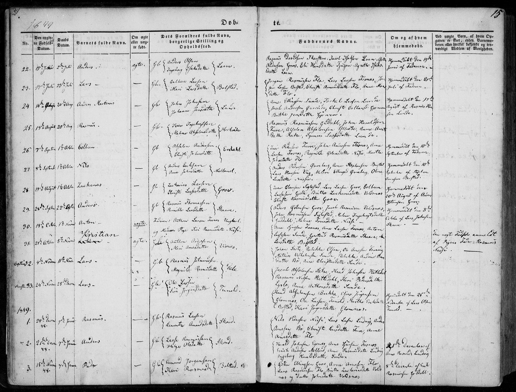 Stryn Sokneprestembete, SAB/A-82501: Parish register (official) no. A 2, 1844-1861, p. 15