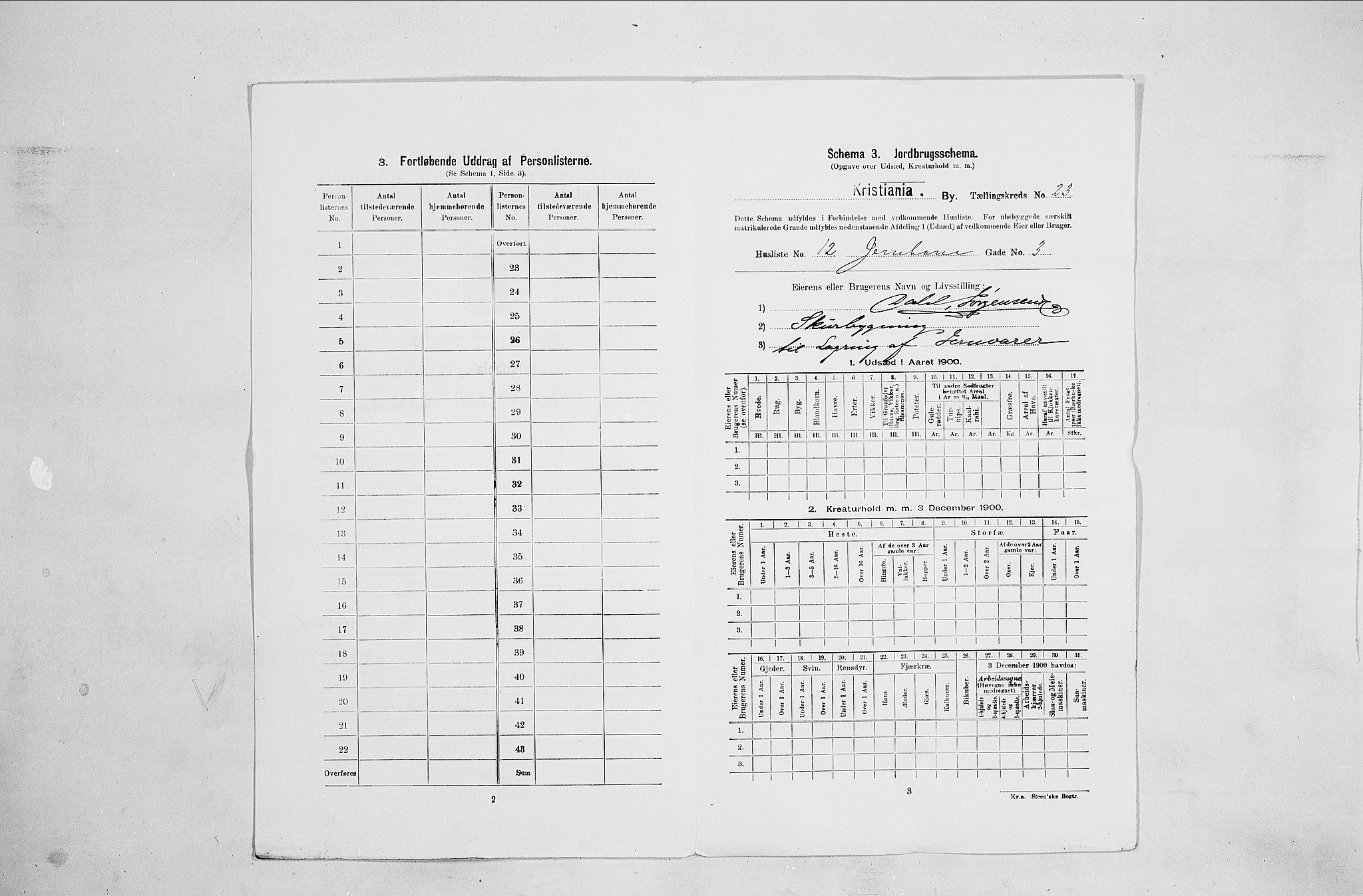 SAO, 1900 census for Kristiania, 1900, p. 43800