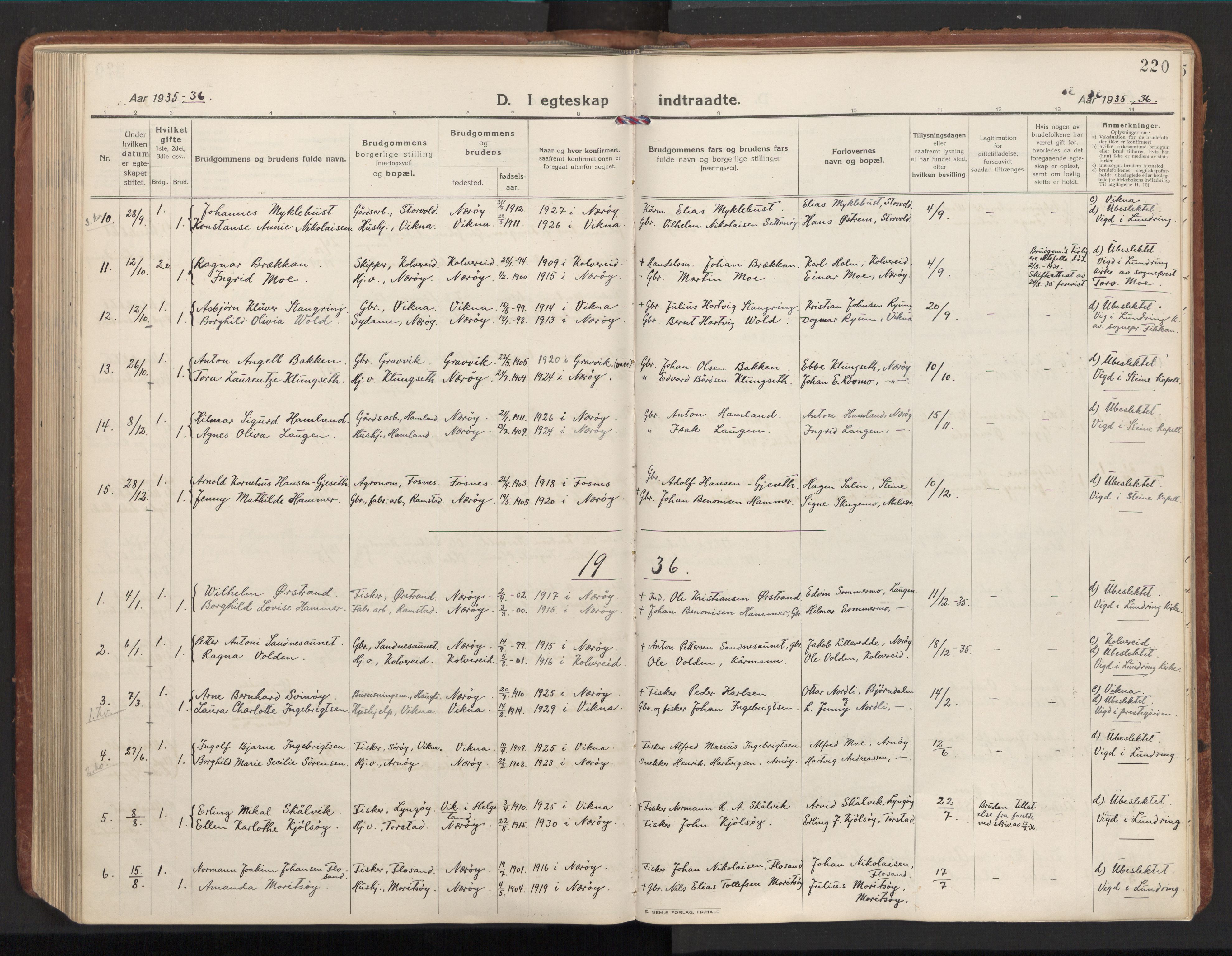 Ministerialprotokoller, klokkerbøker og fødselsregistre - Nord-Trøndelag, SAT/A-1458/784/L0678: Parish register (official) no. 784A13, 1921-1938, p. 220