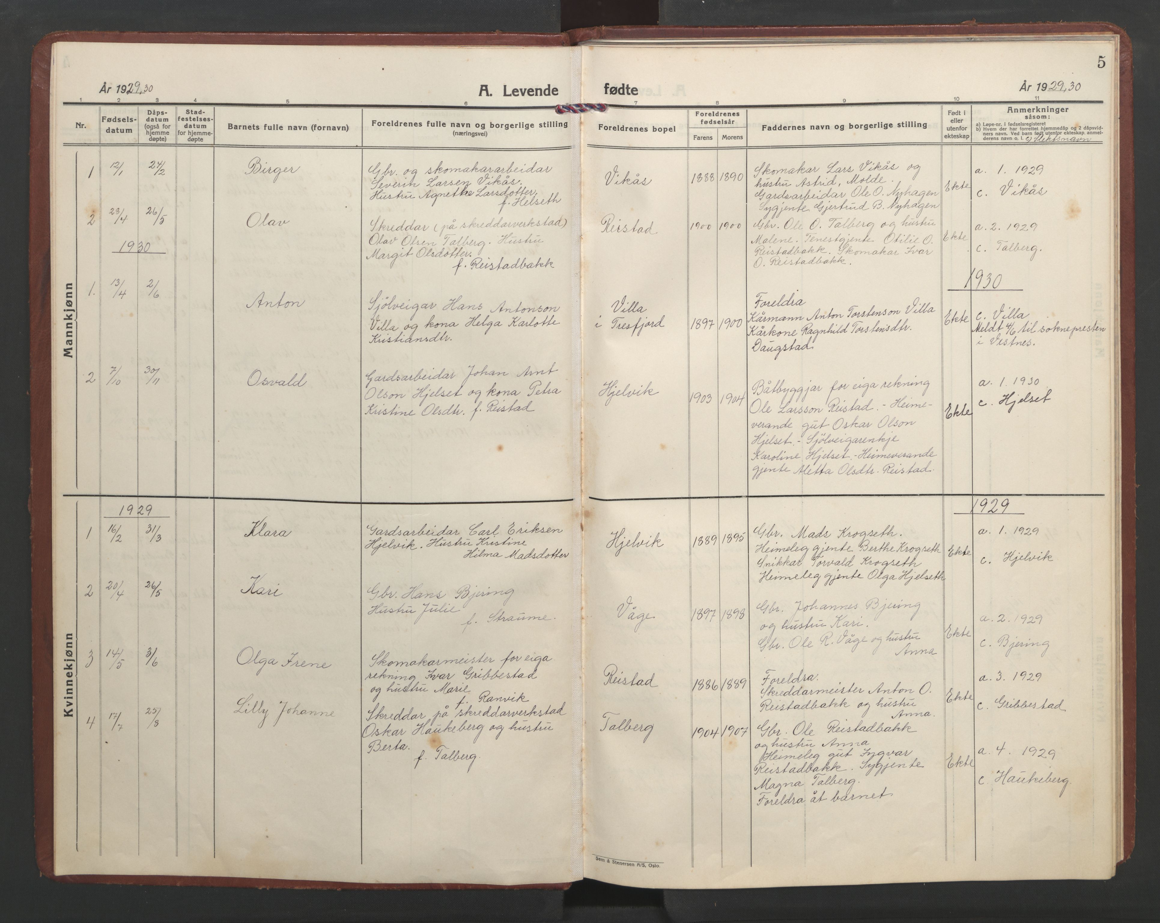 Ministerialprotokoller, klokkerbøker og fødselsregistre - Møre og Romsdal, AV/SAT-A-1454/550/L0619: Parish register (copy) no. 550C02, 1928-1967, p. 5