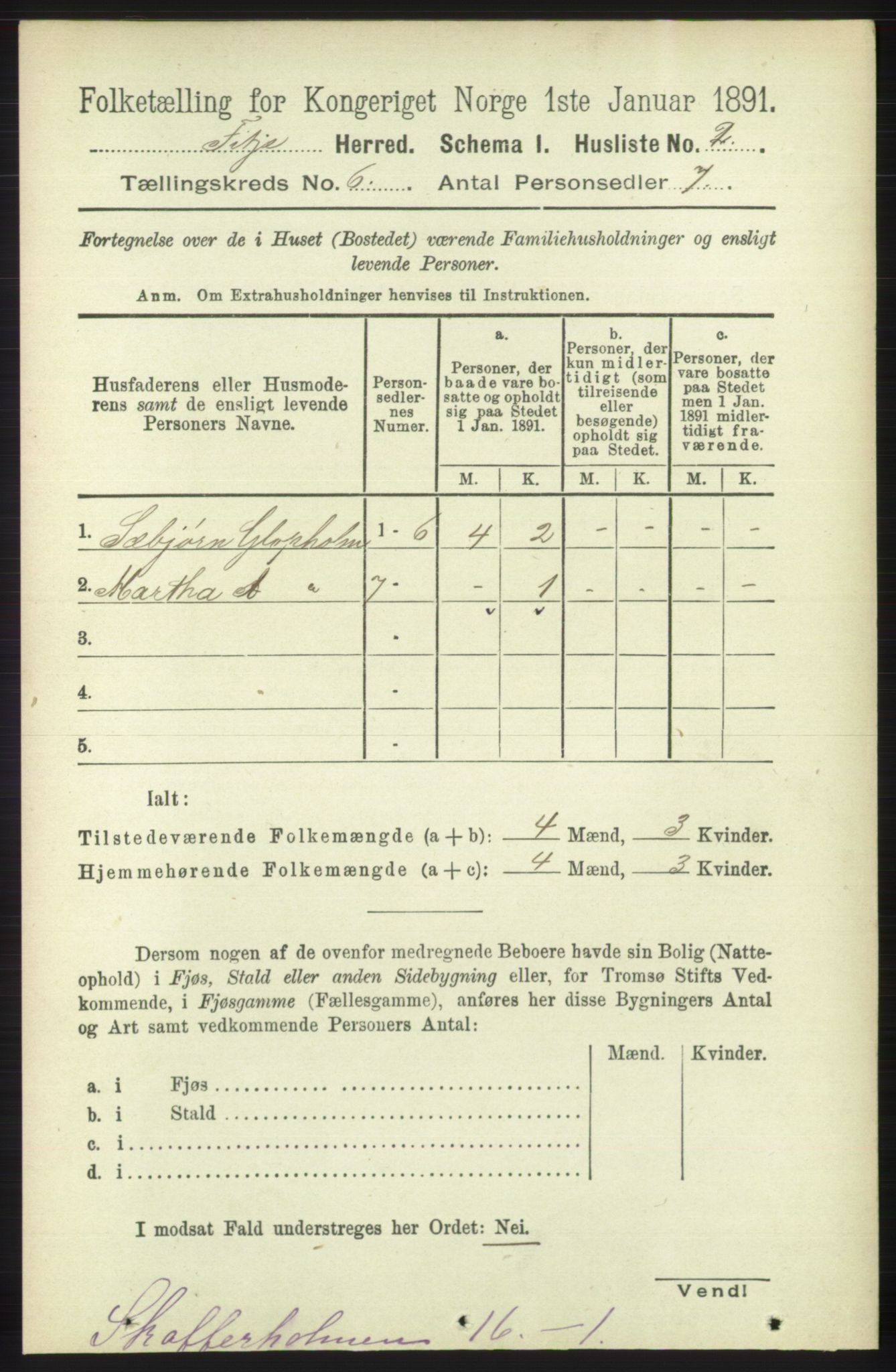 RA, 1891 census for 1222 Fitjar, 1891, p. 2319