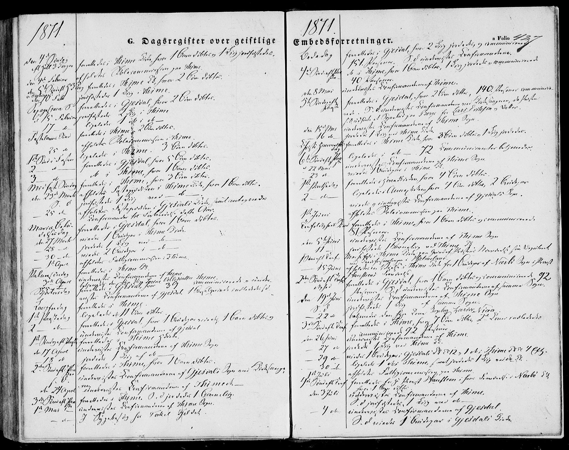Lye sokneprestkontor, SAST/A-101794/001/30BA/L0007: Parish register (official) no. A 6, 1856-1871, p. 427