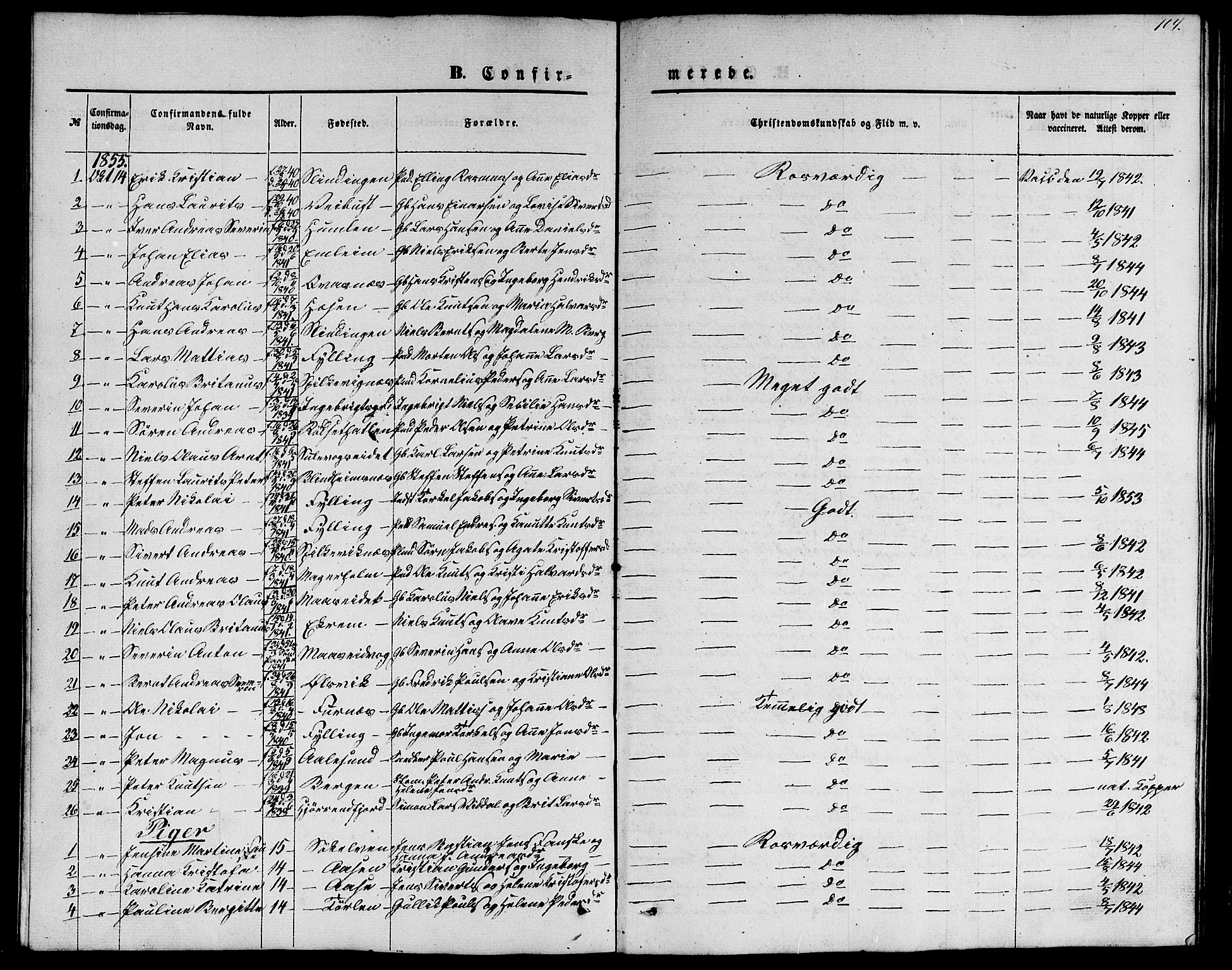 Ministerialprotokoller, klokkerbøker og fødselsregistre - Møre og Romsdal, AV/SAT-A-1454/528/L0427: Parish register (copy) no. 528C08, 1855-1864, p. 104