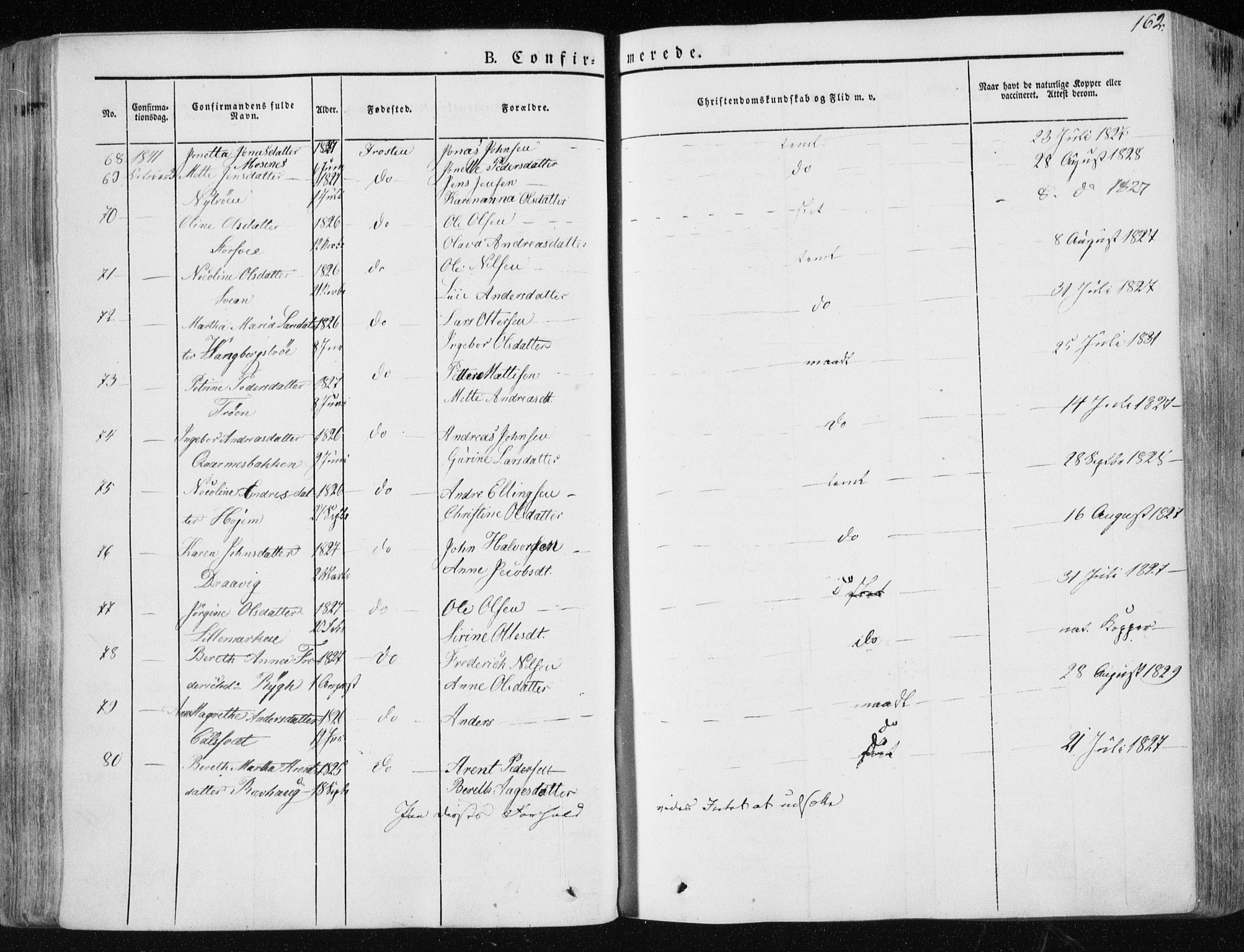 Ministerialprotokoller, klokkerbøker og fødselsregistre - Nord-Trøndelag, SAT/A-1458/713/L0115: Parish register (official) no. 713A06, 1838-1851, p. 162