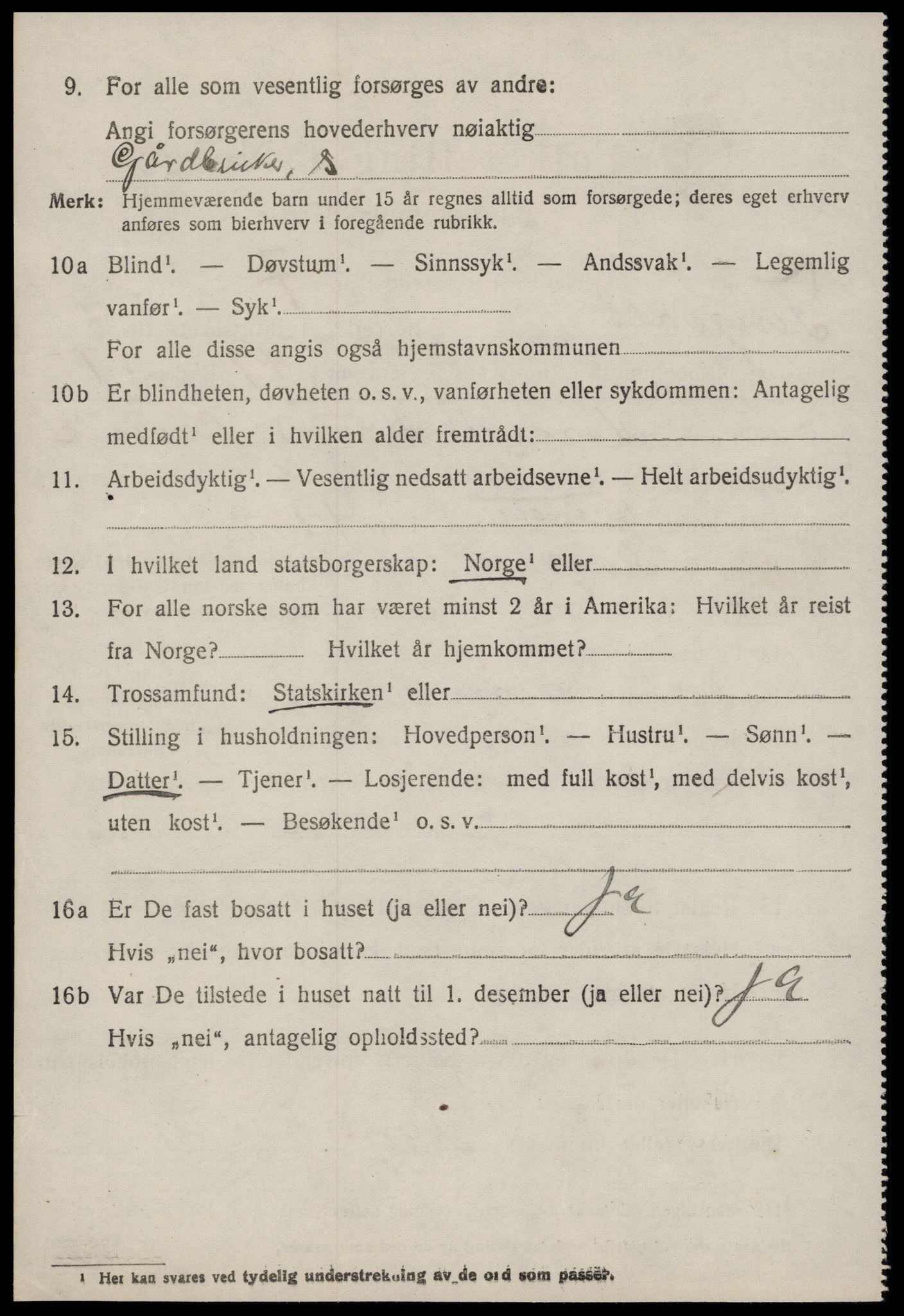 SAT, 1920 census for Tingvoll, 1920, p. 5091