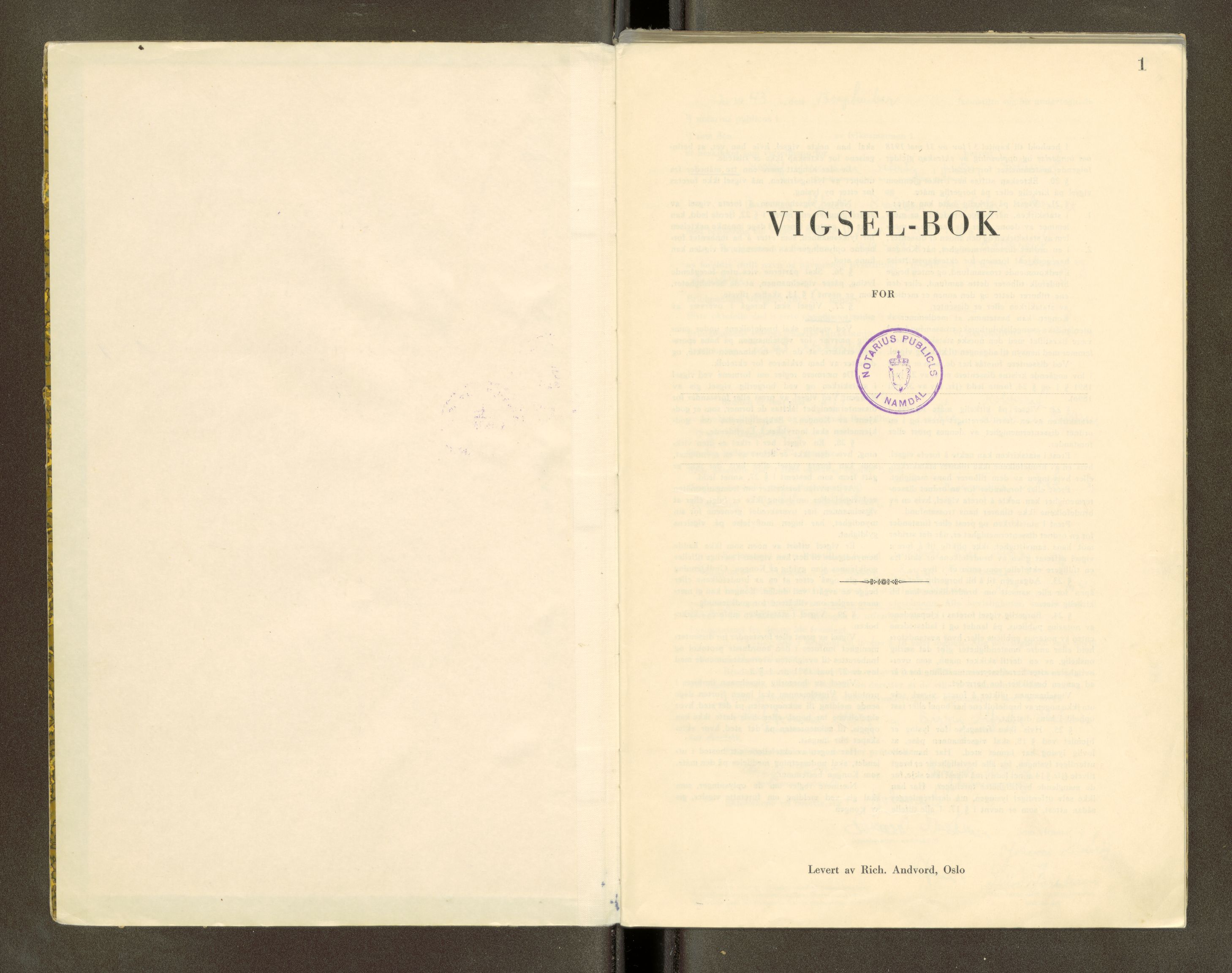 Namdal sorenskriveri, AV/SAT-A-4133/1/6/6D/L0001: Vigselbøker, 1940-1948, p. 1