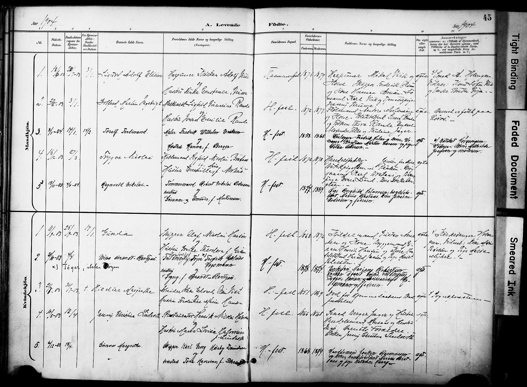 Hammerfest sokneprestkontor, AV/SATØ-S-1347/H/Ha/L0010.kirke: Parish register (official) no. 10, 1898-1905, p. 45