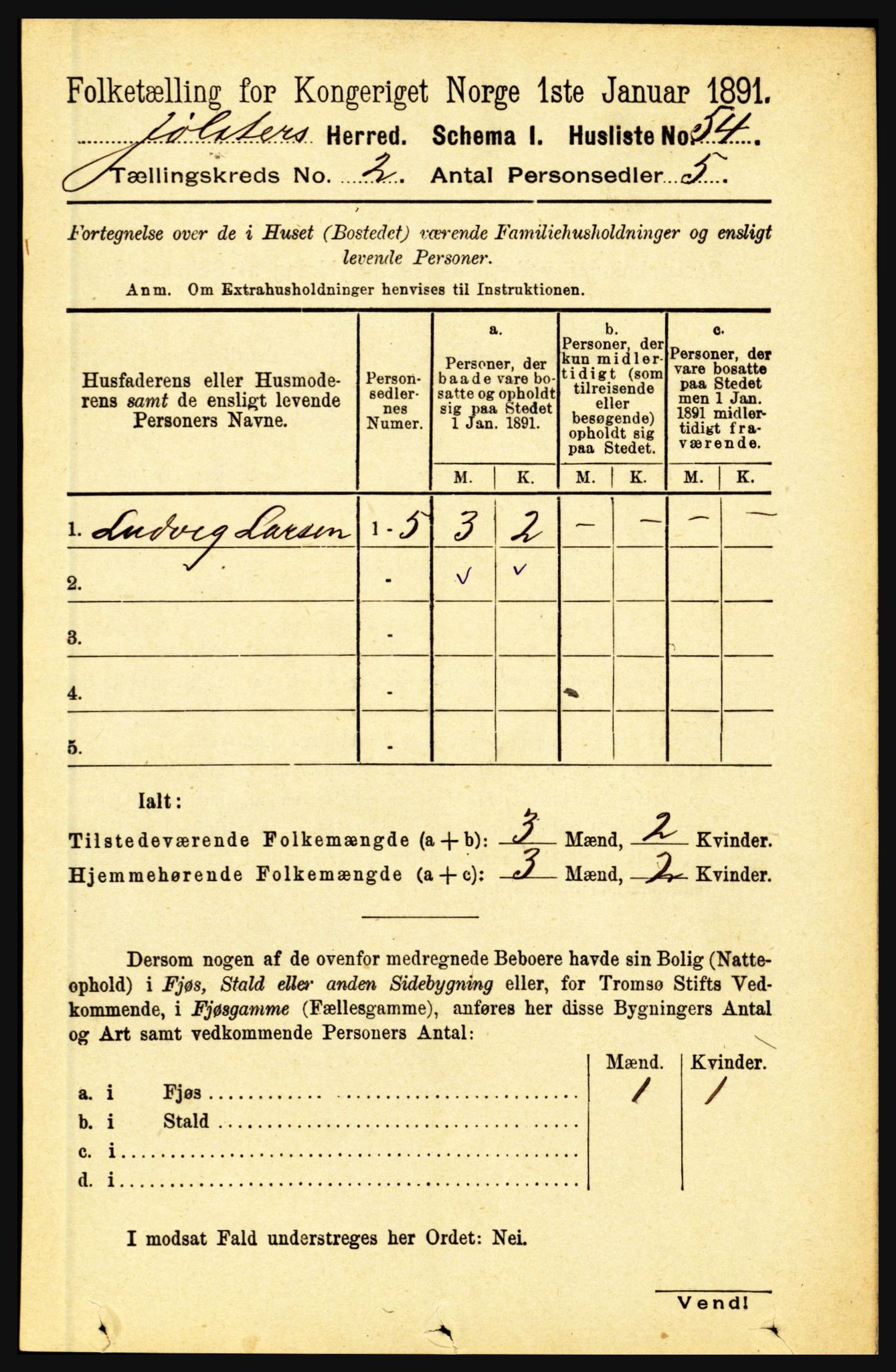 RA, 1891 census for 1431 Jølster, 1891, p. 570