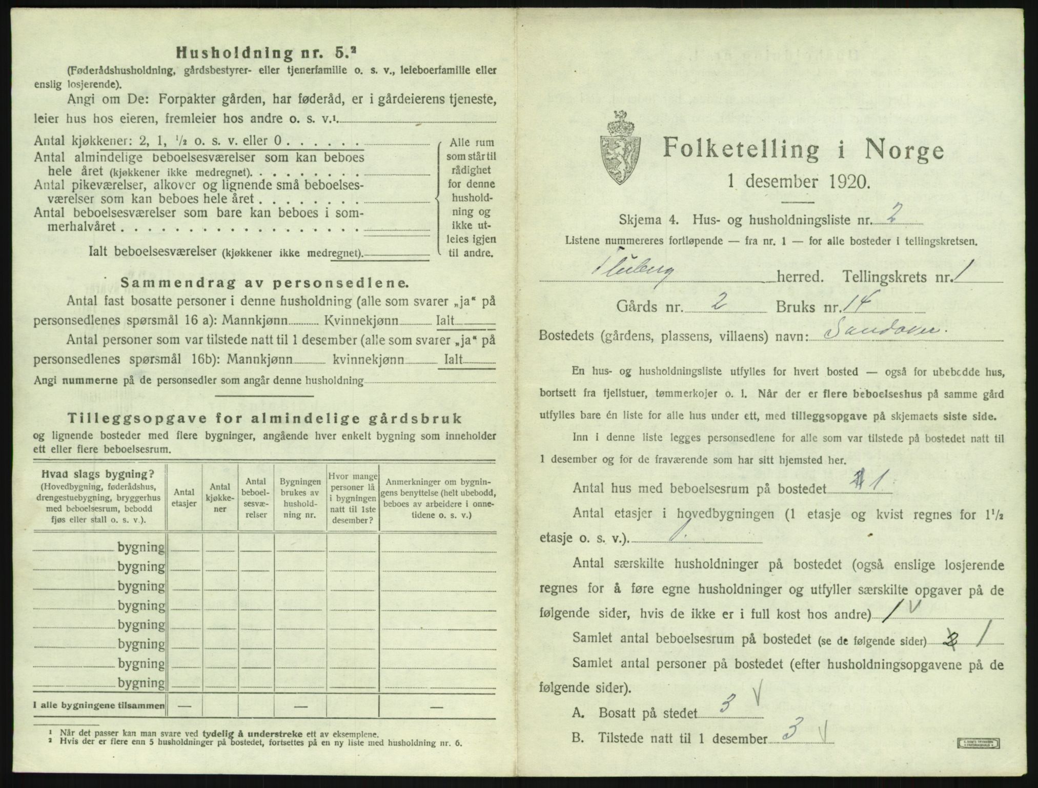 SAH, 1920 census for Fluberg, 1920, p. 34