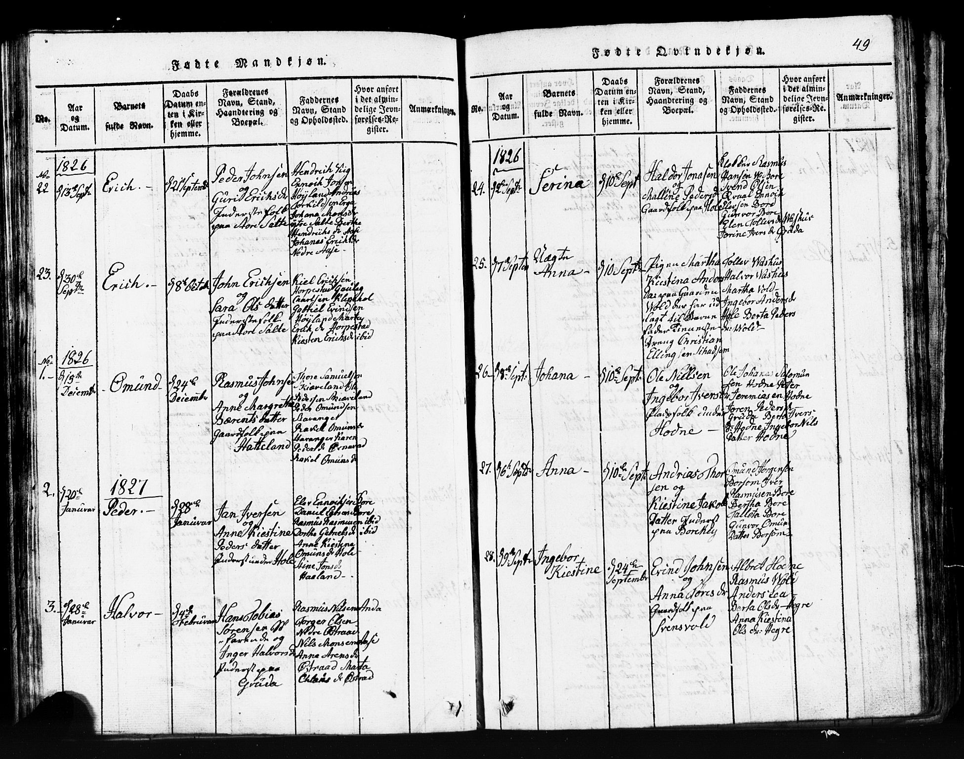 Klepp sokneprestkontor, SAST/A-101803/001/3/30BB/L0001: Parish register (copy) no.  B 1, 1816-1859, p. 49