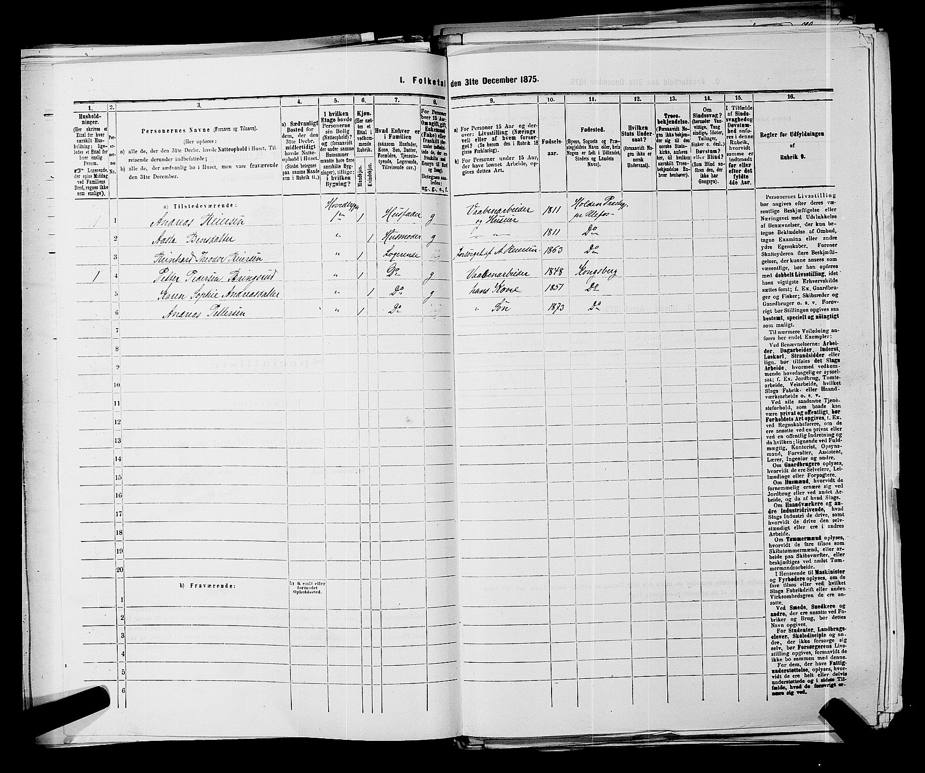 SAKO, 1875 census for 0604B Kongsberg/Kongsberg, 1875, p. 727