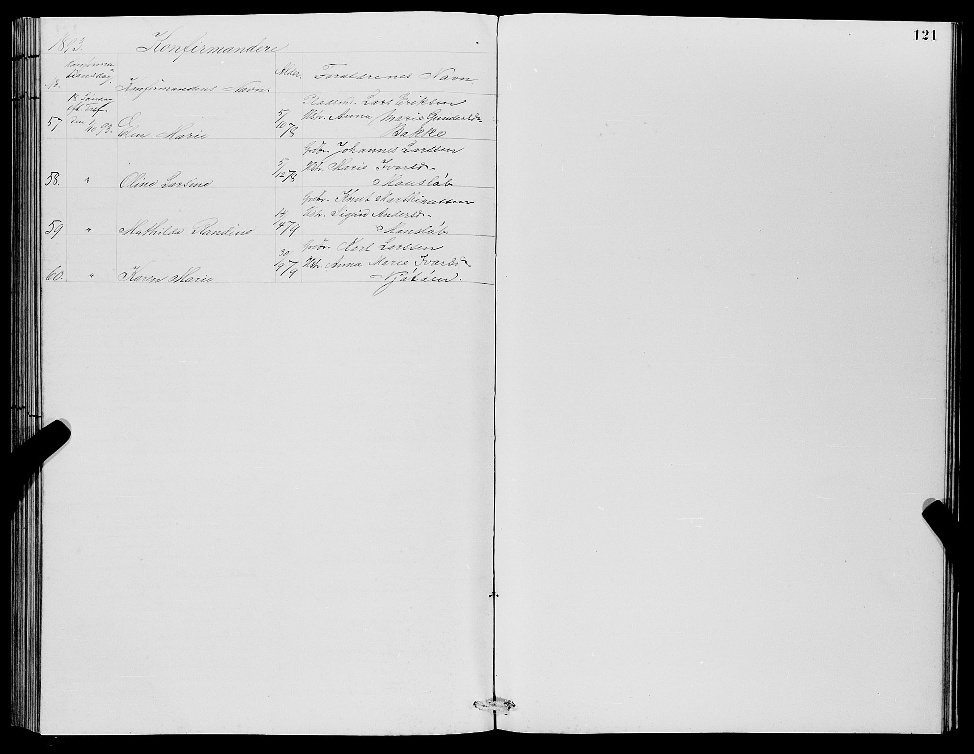 Lindås Sokneprestembete, AV/SAB-A-76701/H/Hab/Habc/L0003: Parish register (copy) no. C 3, 1886-1893, p. 121