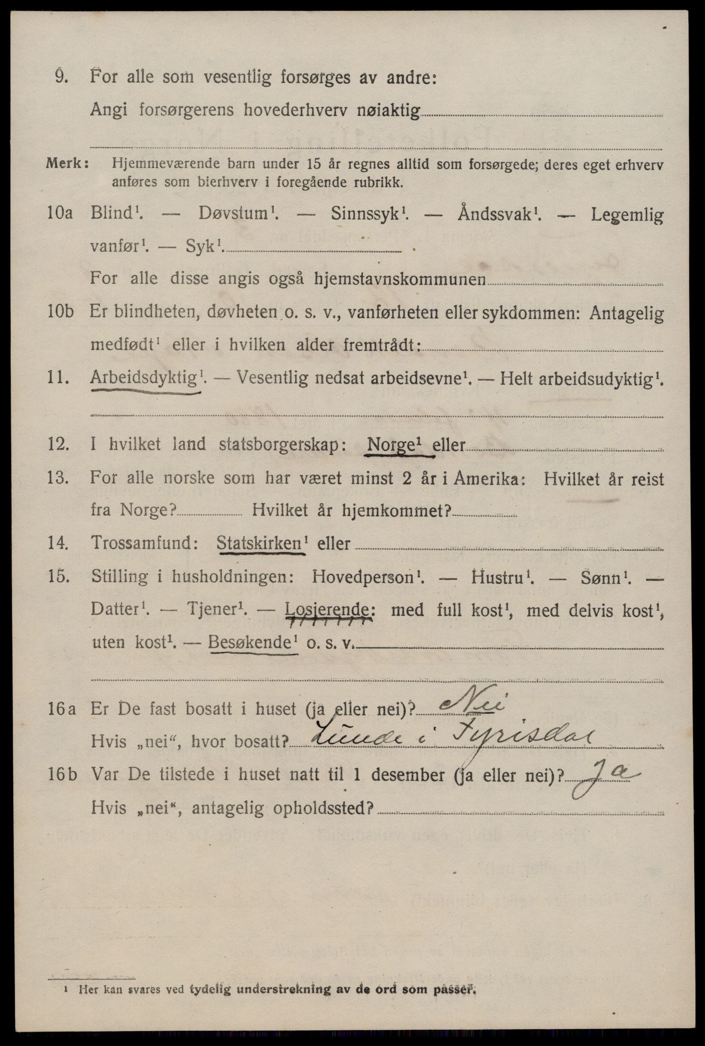 SAKO, 1920 census for Fyresdal, 1920, p. 3778