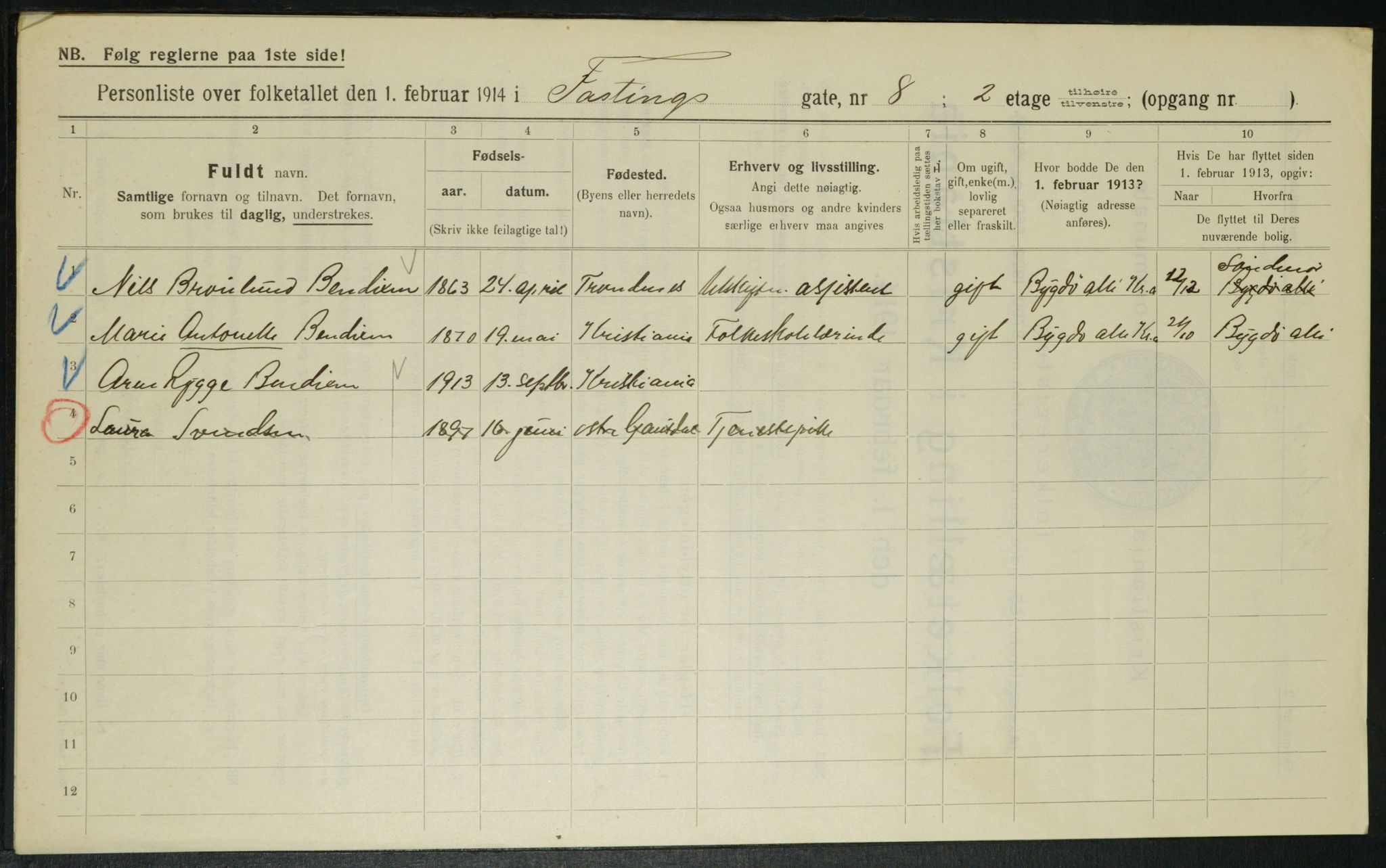 OBA, Municipal Census 1914 for Kristiania, 1914, p. 23823