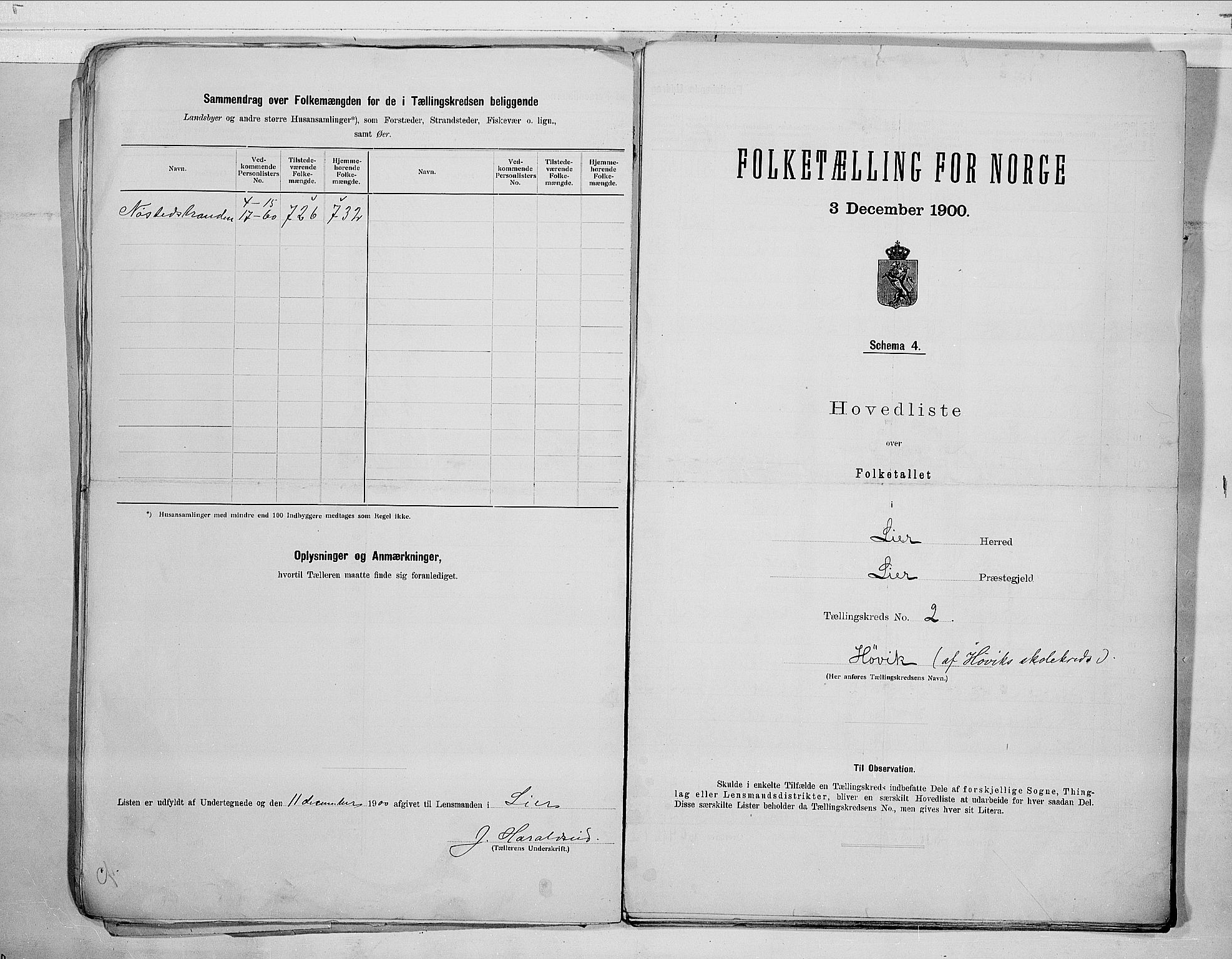 RA, 1900 census for Lier, 1900, p. 12