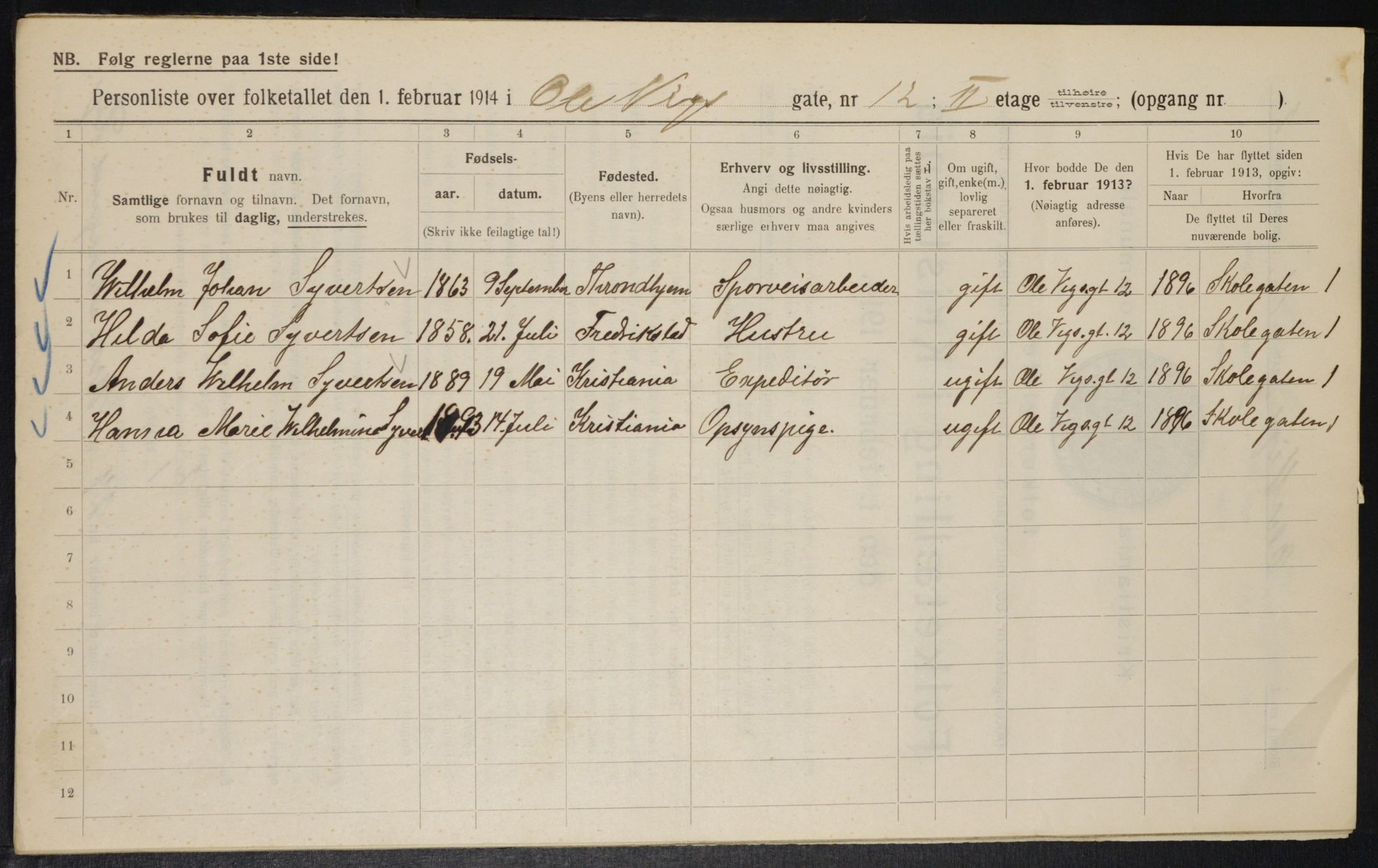 OBA, Municipal Census 1914 for Kristiania, 1914, p. 75556