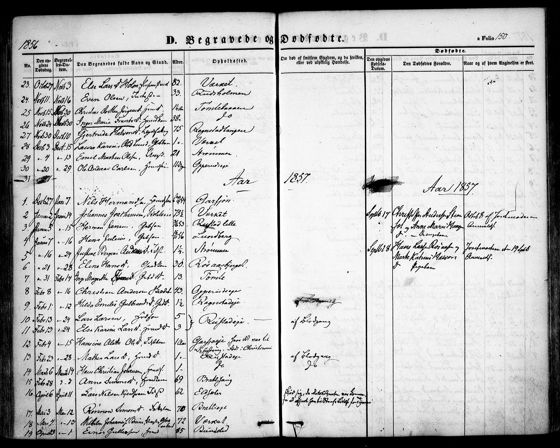 Hurdal prestekontor Kirkebøker, SAO/A-10889/F/Fa/L0005: Parish register (official) no. I 5, 1846-1859, p. 150