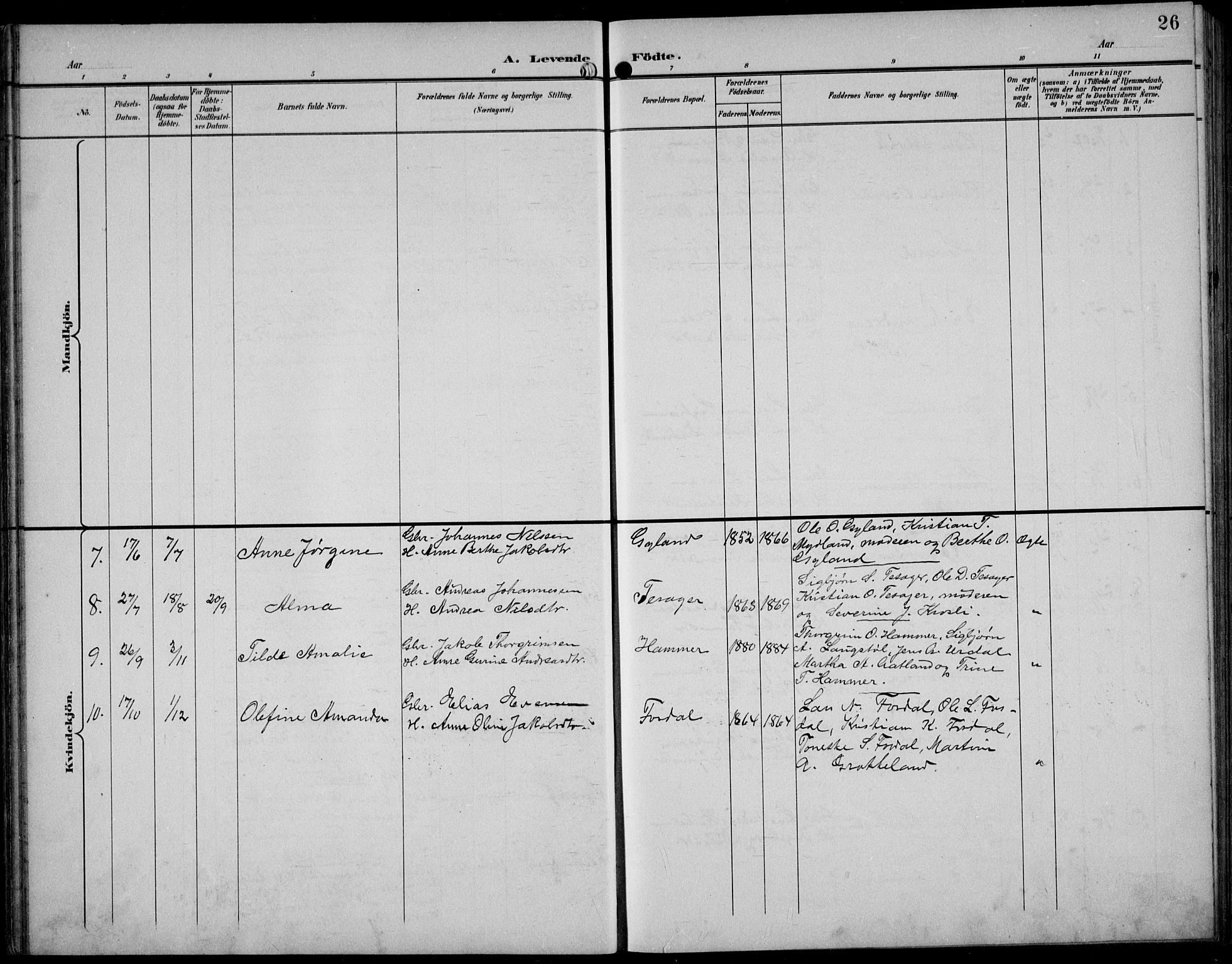 Bakke sokneprestkontor, AV/SAK-1111-0002/F/Fb/Fbb/L0004: Parish register (copy) no. B 4, 1896-1927, p. 26