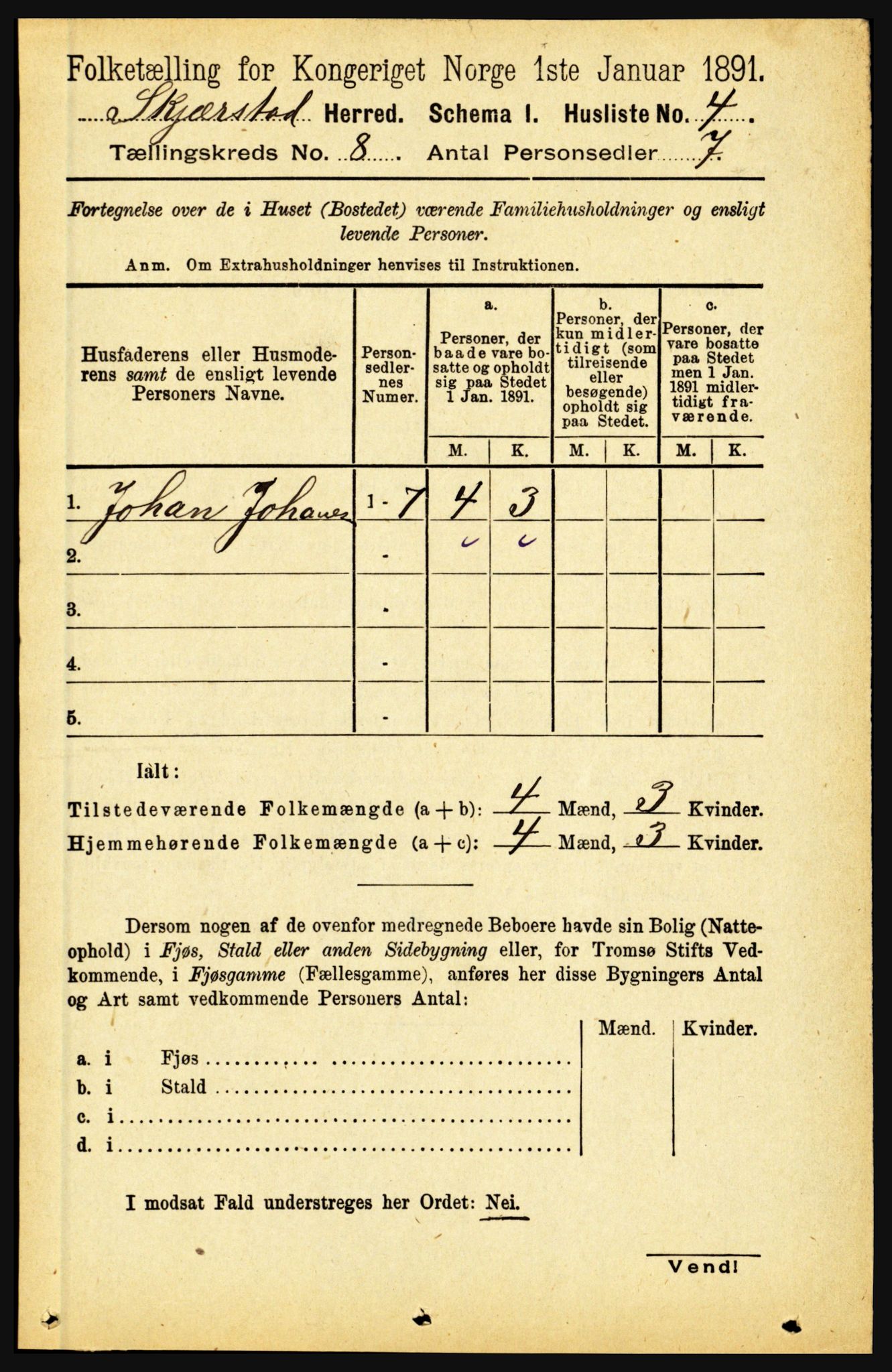 RA, 1891 census for 1842 Skjerstad, 1891, p. 3024