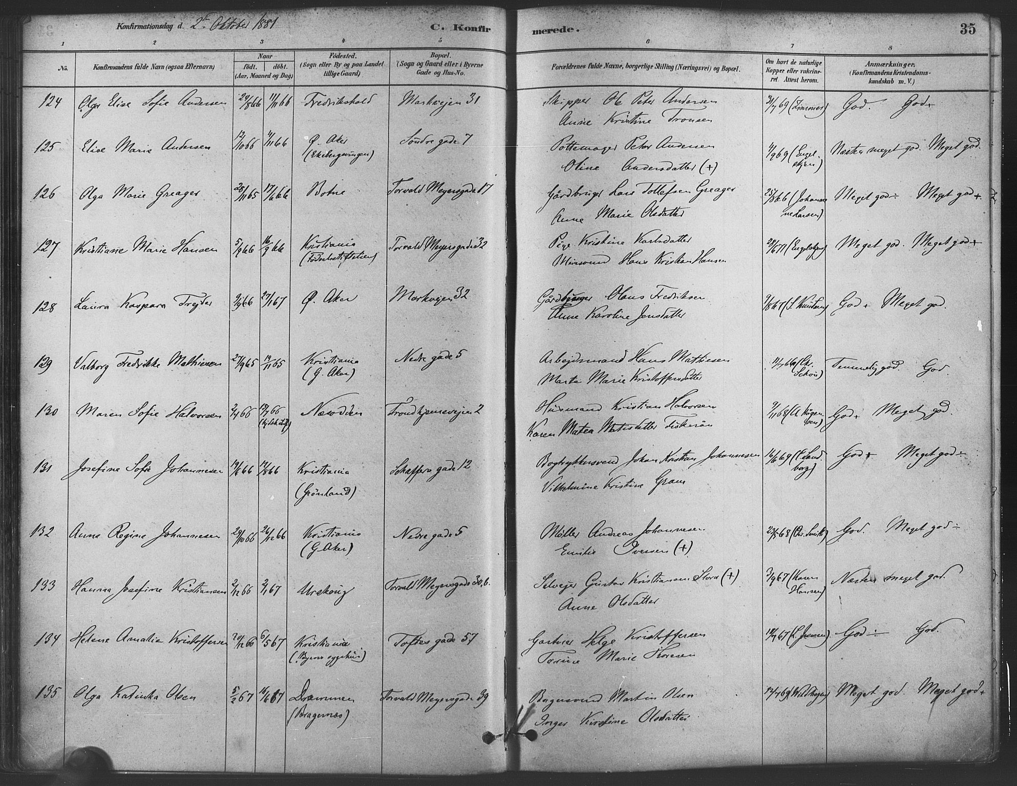 Paulus prestekontor Kirkebøker, AV/SAO-A-10871/F/Fa/L0004: Parish register (official) no. 4, 1879-1891, p. 35