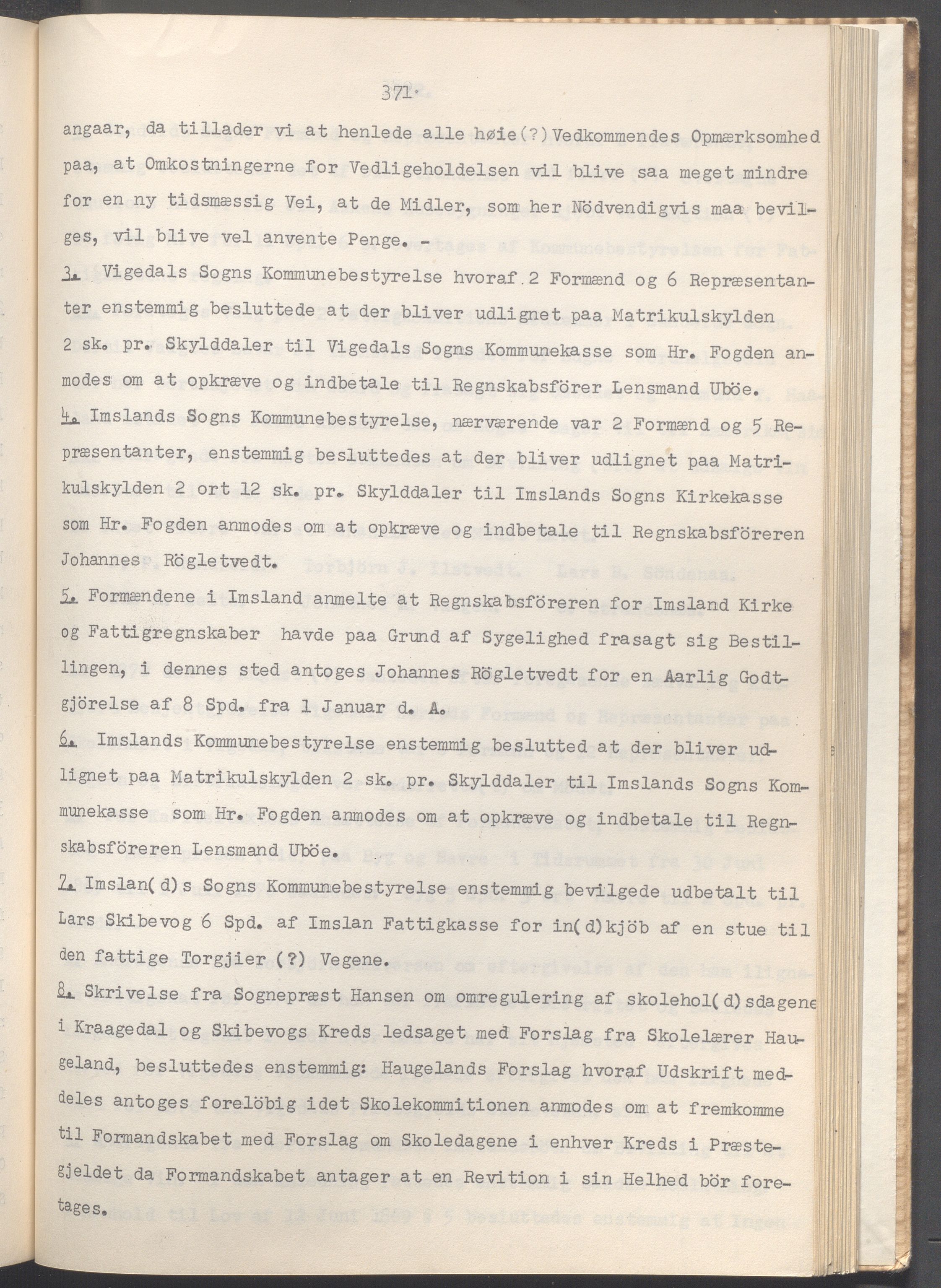 Vikedal kommune - Formannskapet, IKAR/K-100598/A/Ac/L0002: Avskrift av møtebok, 1862-1874, p. 371