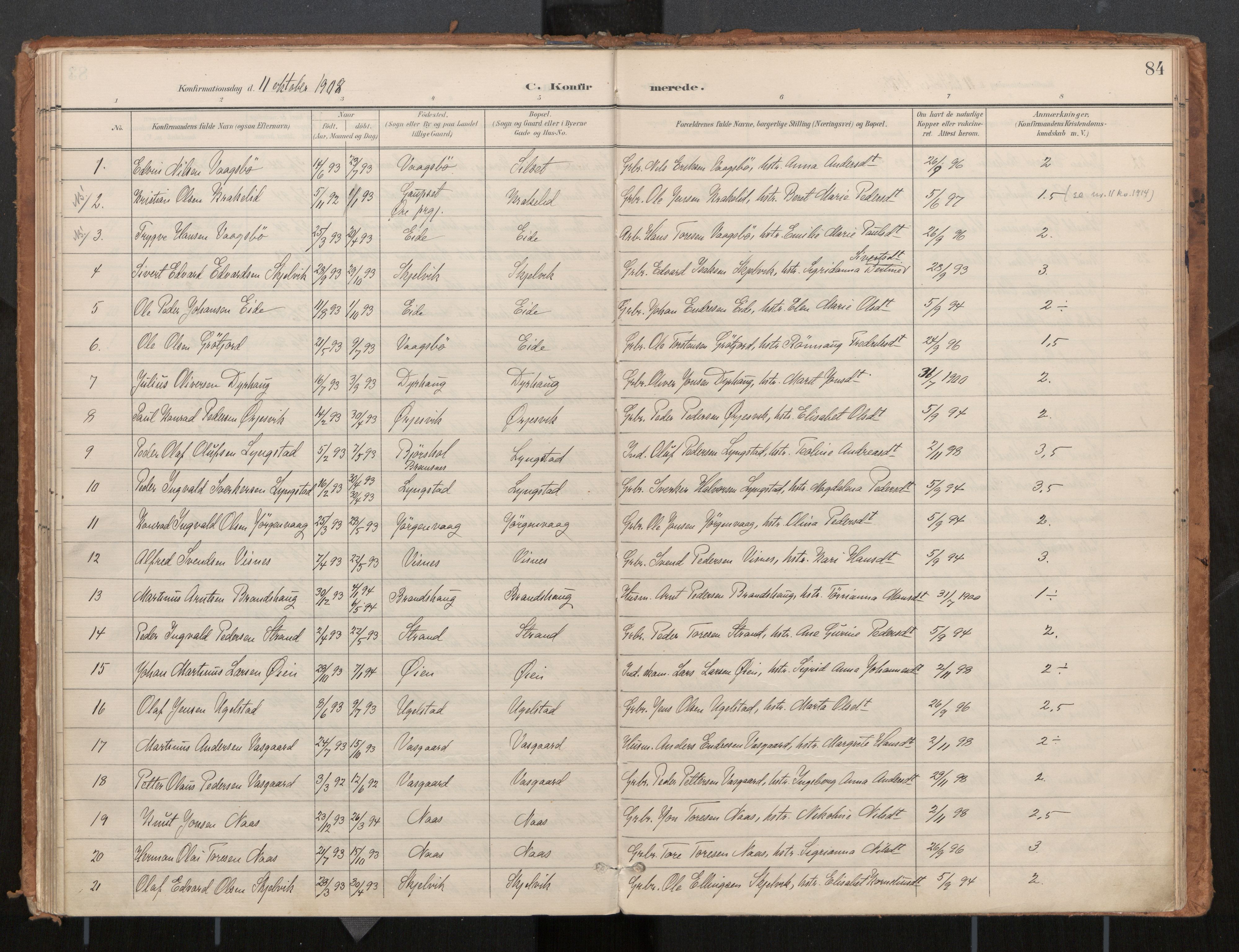 Ministerialprotokoller, klokkerbøker og fødselsregistre - Møre og Romsdal, SAT/A-1454/571/L0836a: Parish register (official) no. 571A02, 1898-1910, p. 84