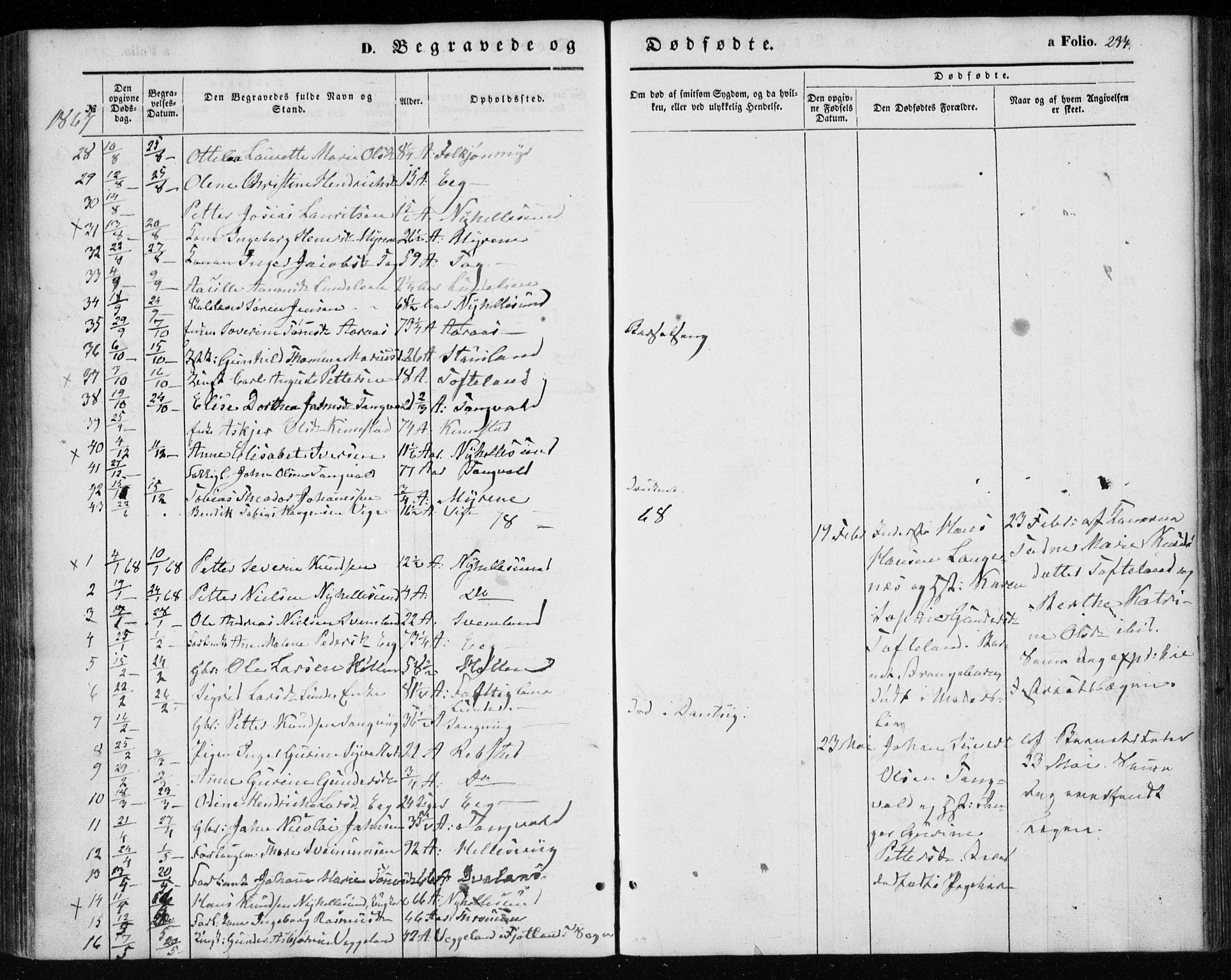 Søgne sokneprestkontor, SAK/1111-0037/F/Fa/Fab/L0010: Parish register (official) no. A 10, 1853-1869, p. 234