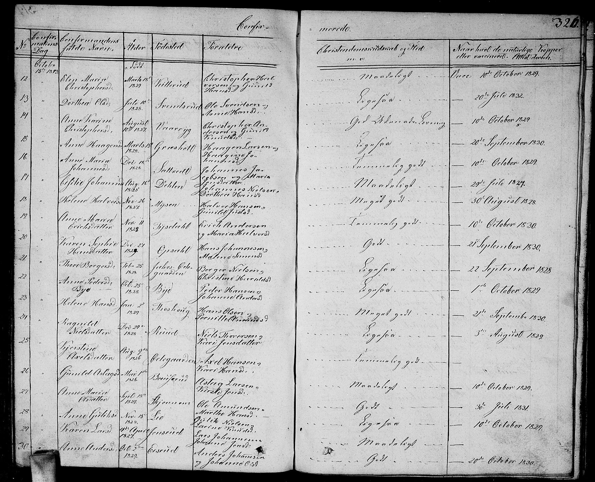 Enebakk prestekontor Kirkebøker, AV/SAO-A-10171c/G/Ga/L0003: Parish register (copy) no. I 3, 1833-1849, p. 320