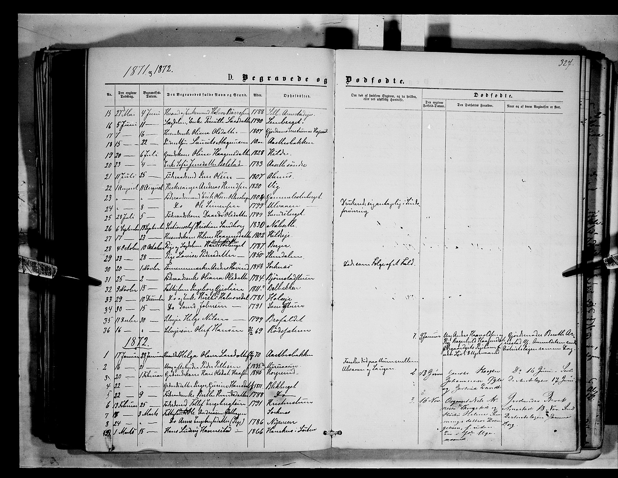 Åmot prestekontor, Hedmark, SAH/PREST-056/H/Ha/Haa/L0008: Parish register (official) no. 8, 1862-1875, p. 327