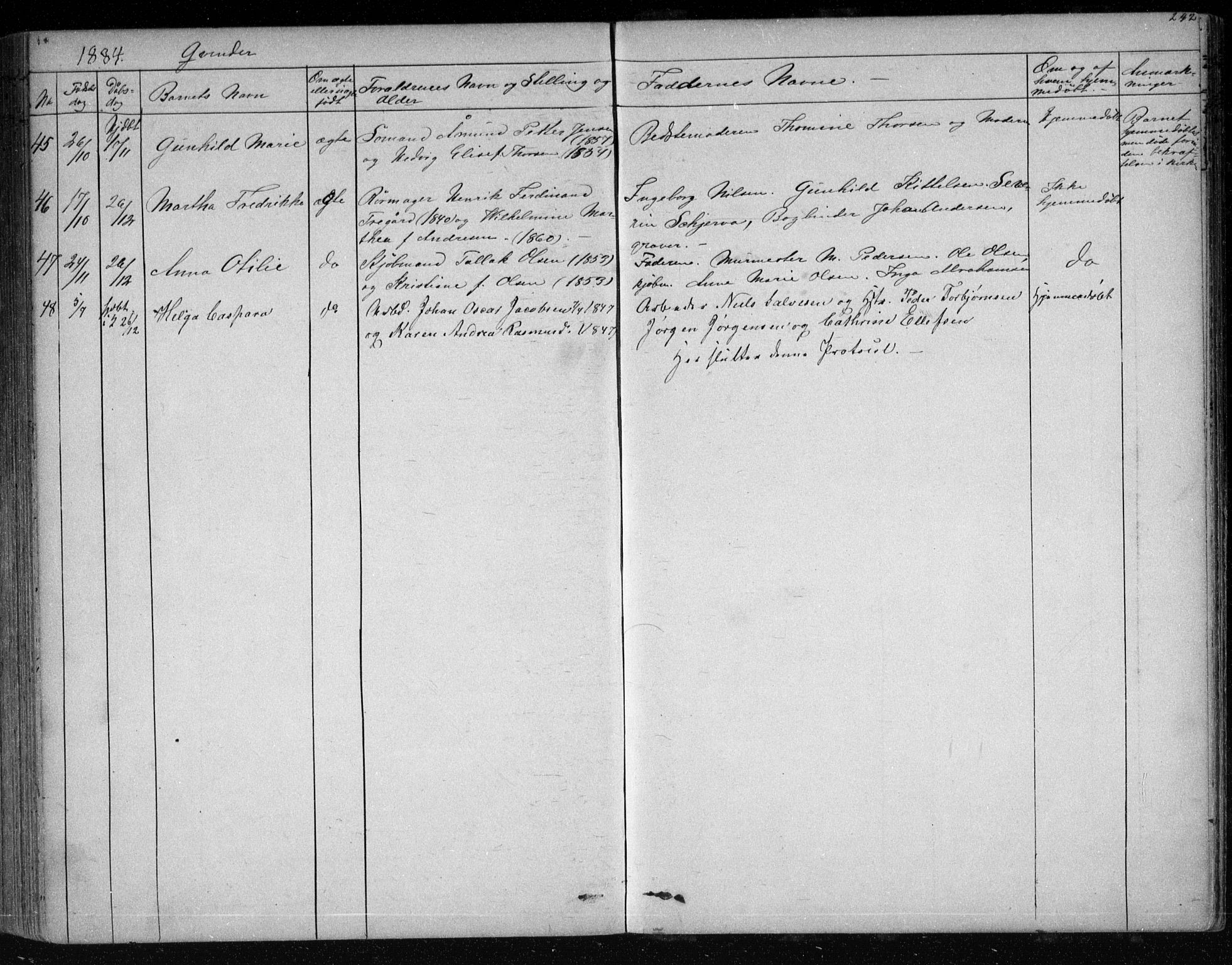 Risør sokneprestkontor, AV/SAK-1111-0035/F/Fb/L0006: Parish register (copy) no. B 6, 1850-1884, p. 242