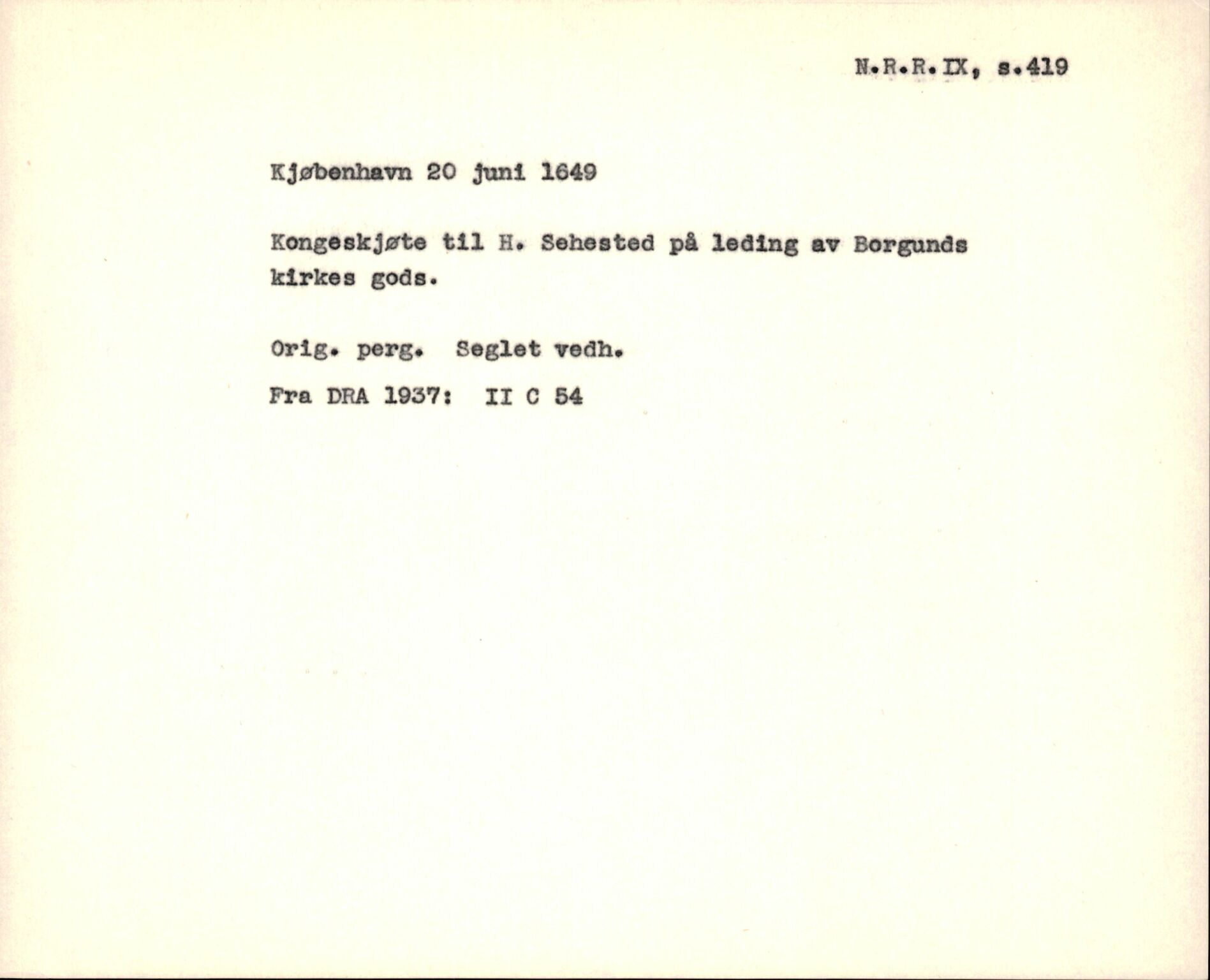 Riksarkivets diplomsamling, AV/RA-EA-5965/F35/F35f/L0002: Regestsedler: Diplomer fra DRA 1937 og 1996, p. 113