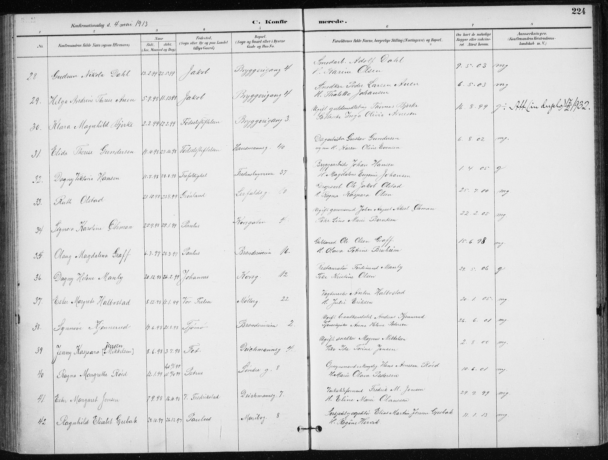 Jakob prestekontor Kirkebøker, AV/SAO-A-10850/F/Fa/L0008: Parish register (official) no. 8, 1892-1924, p. 224