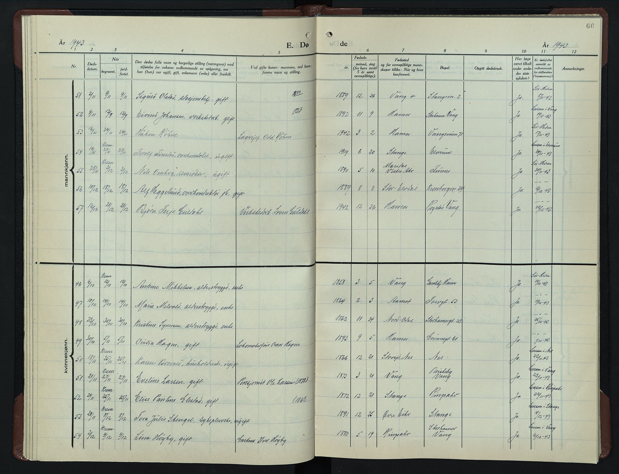 Hamar prestekontor, AV/SAH-DOMPH-002/H/Ha/Hab/L0007: Parish register (copy) no. 7, 1933-1950, p. 60