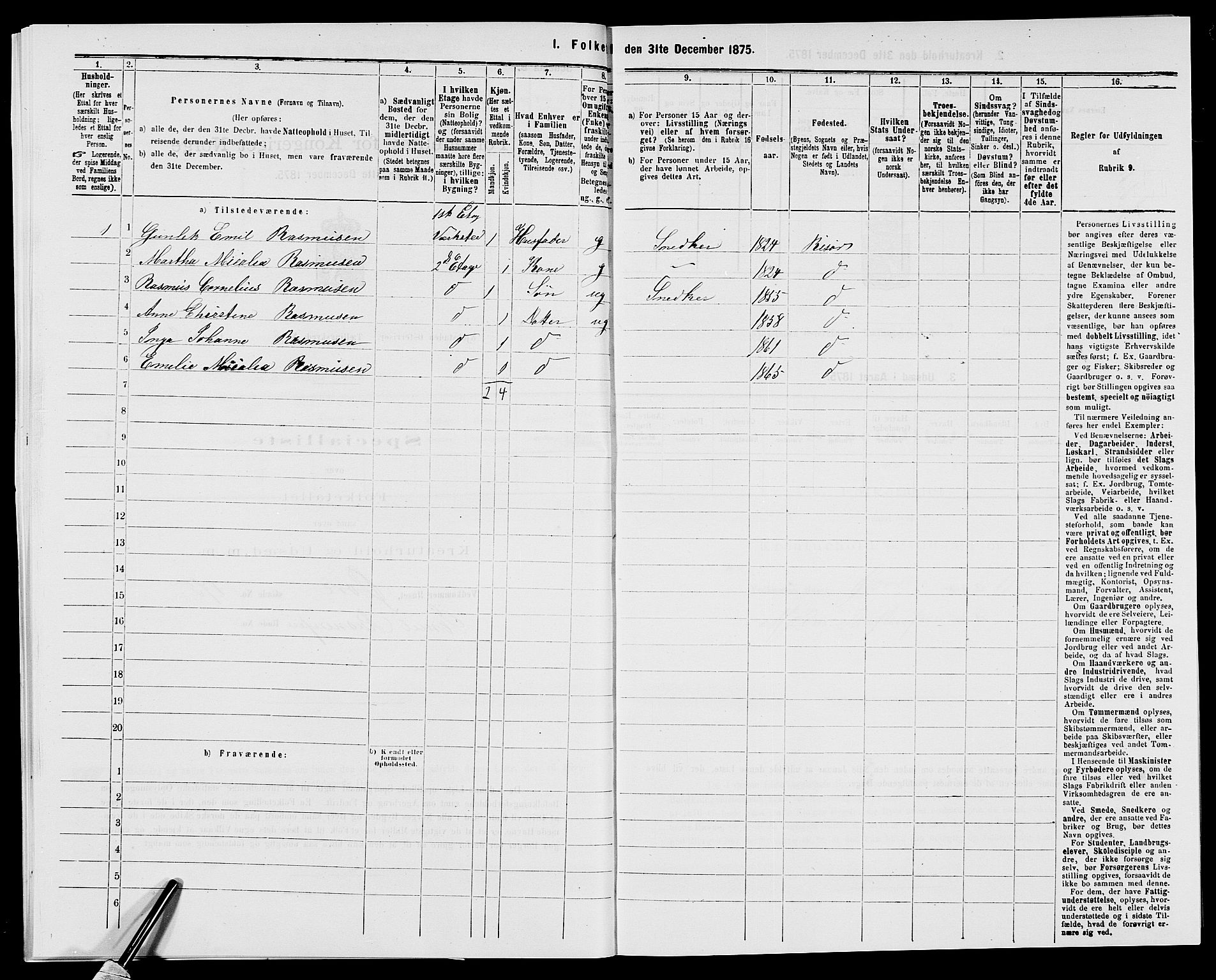 SAK, 1875 census for 0901B Risør/Risør, 1875, p. 332