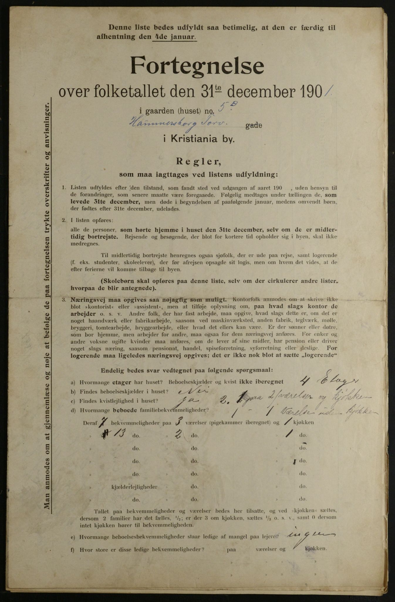 OBA, Municipal Census 1901 for Kristiania, 1901, p. 5570