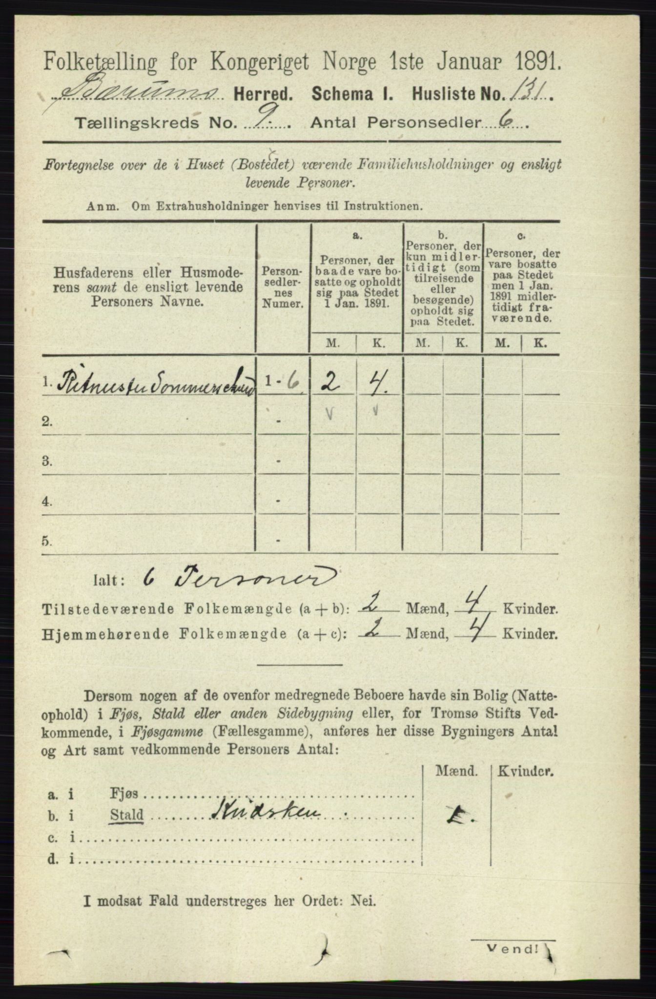 RA, 1891 census for 0219 Bærum, 1891, p. 5117